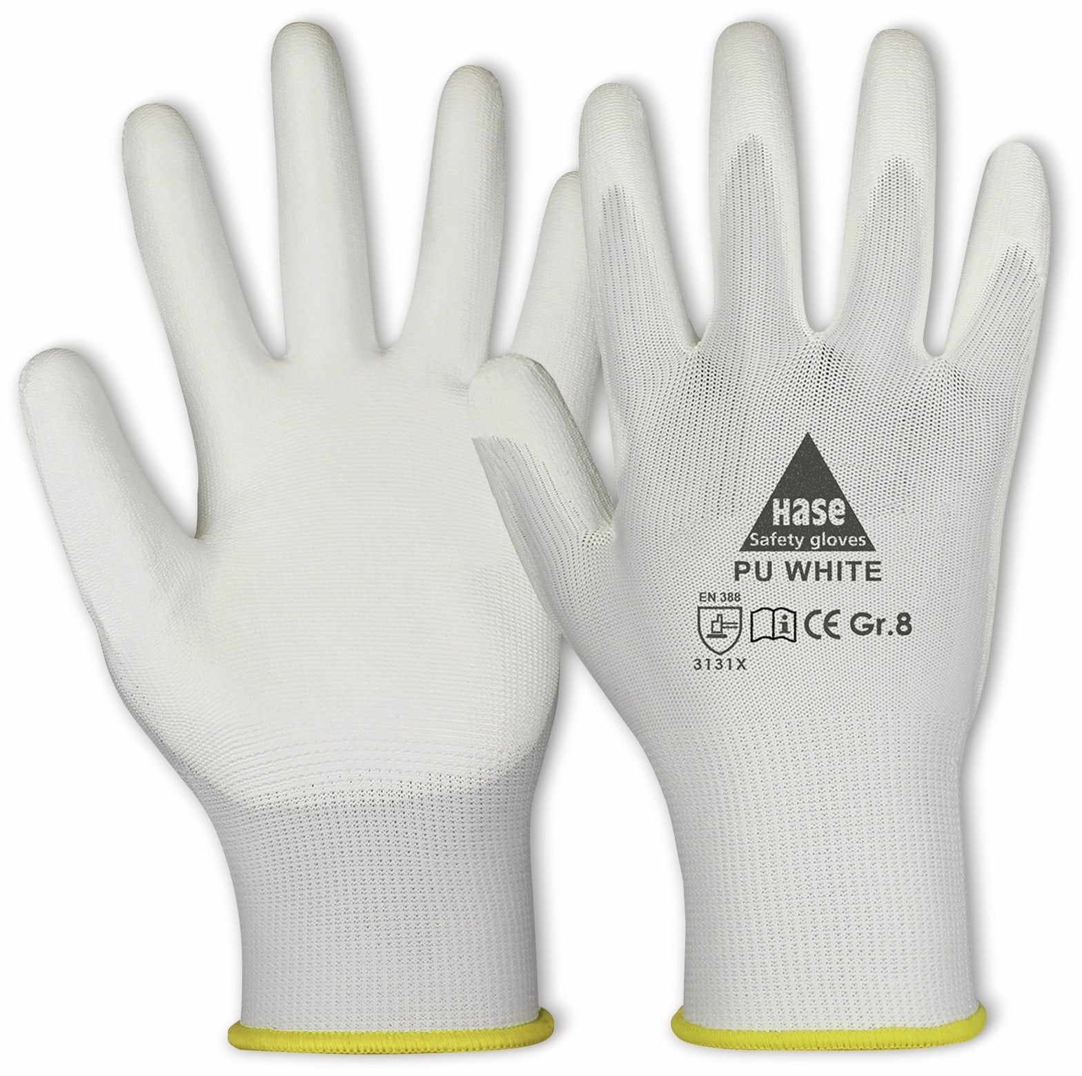 HASE SAFETY GLOVES Arbeitshandschuhe PU, PU white, EN 388, EN 420, weiß, Größe 10