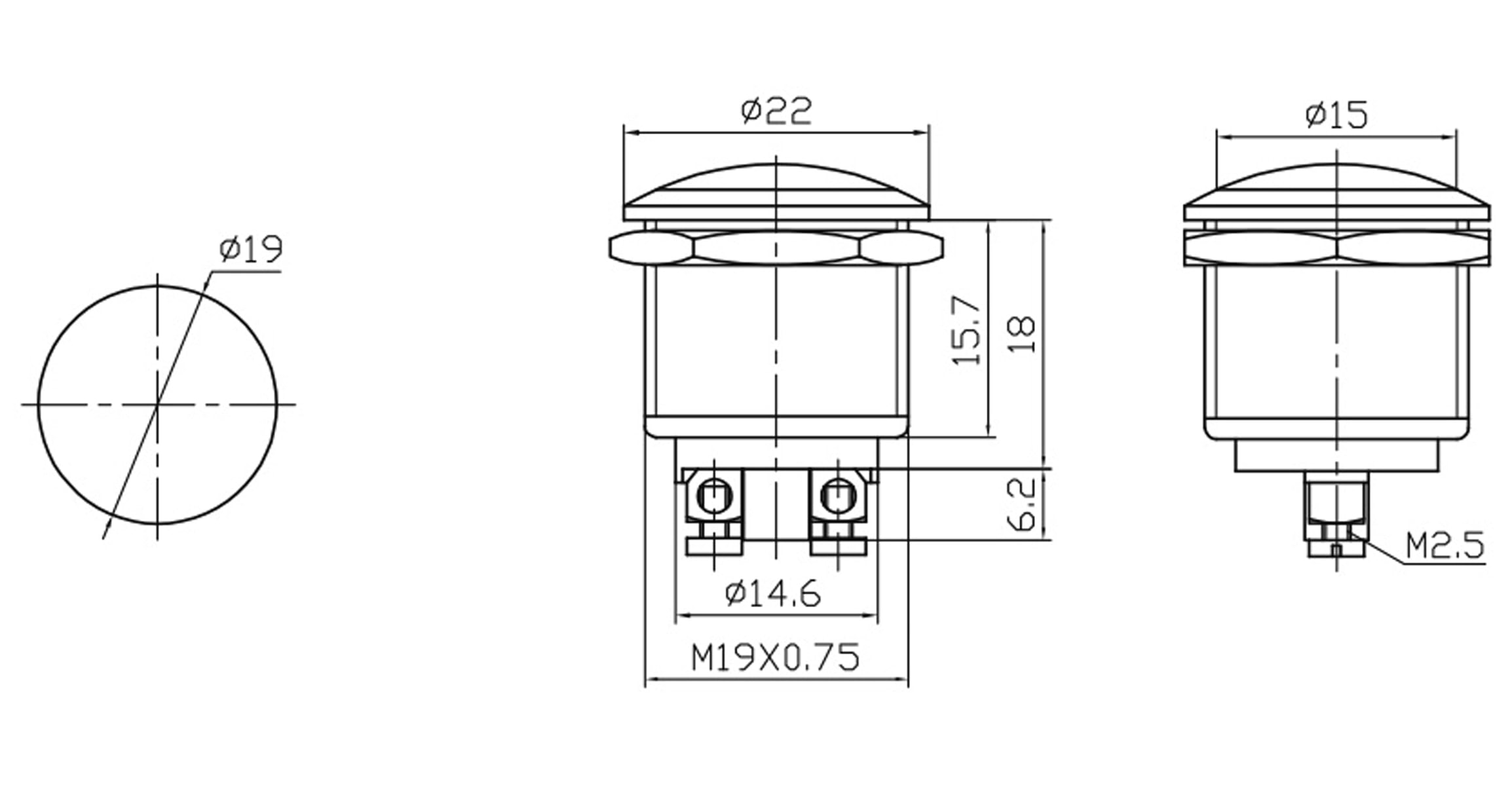 Drucktaster PBS-28B, Schließer