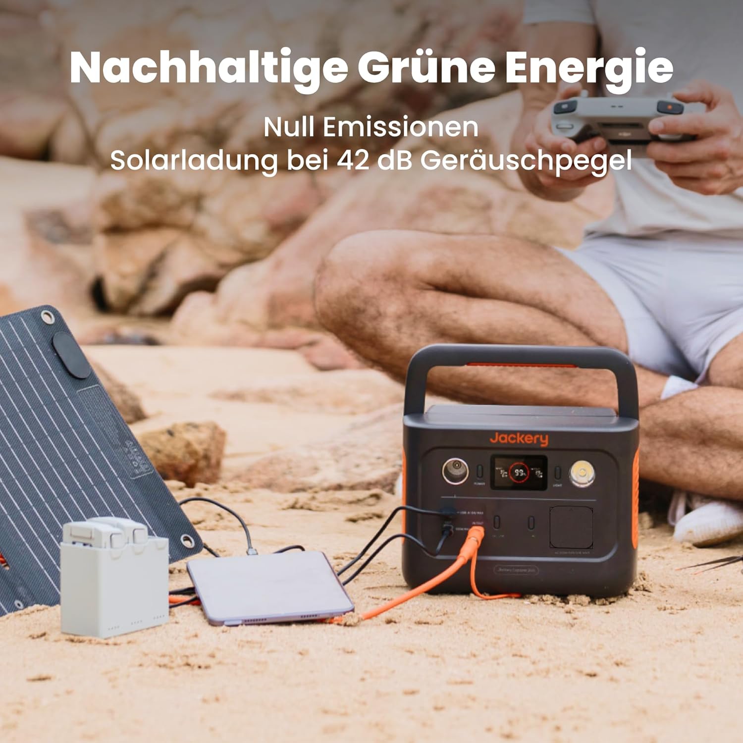 JACKERY Powerstation Explorer 240 V2, LiFePO4, 256 Wh, 300 W, 5-Port, USB-C PD 100 W, faltbarer Tragegriff
