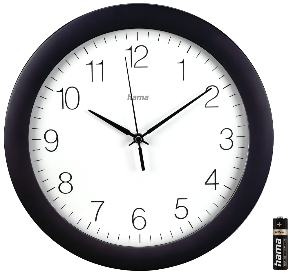 HAMA DCF-Funkwanduhr Teneriffa, Ø 30cm, schwarz HAMA DCF-Funkwanduhr "Teneriffa", Ø 30cm" mit Datum- und Themeraturanzeige, schwarz