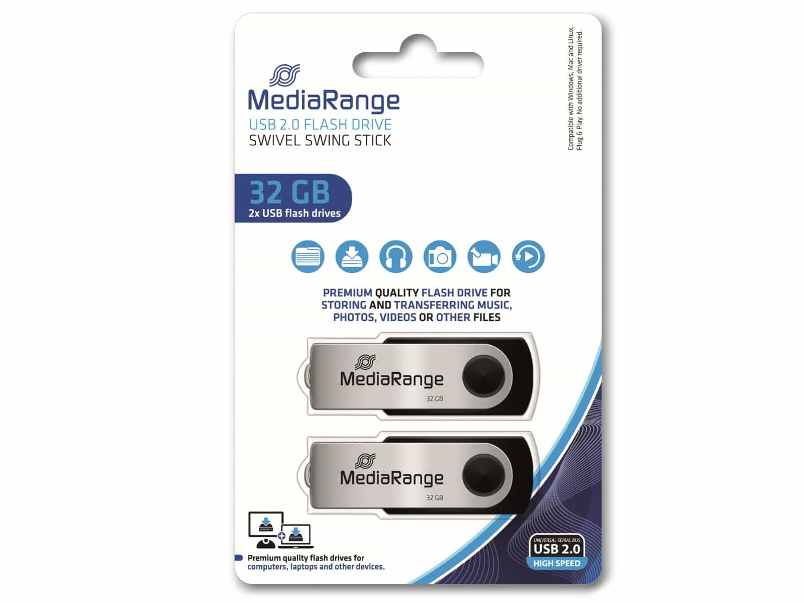 MEDIARANGE USB-Stick MR911-2, USB 2.0, 32 GB, 2er Pack MEDIARANGE USB-Stick MR911-2, USB 2.0, 32 GB, 2er Pack