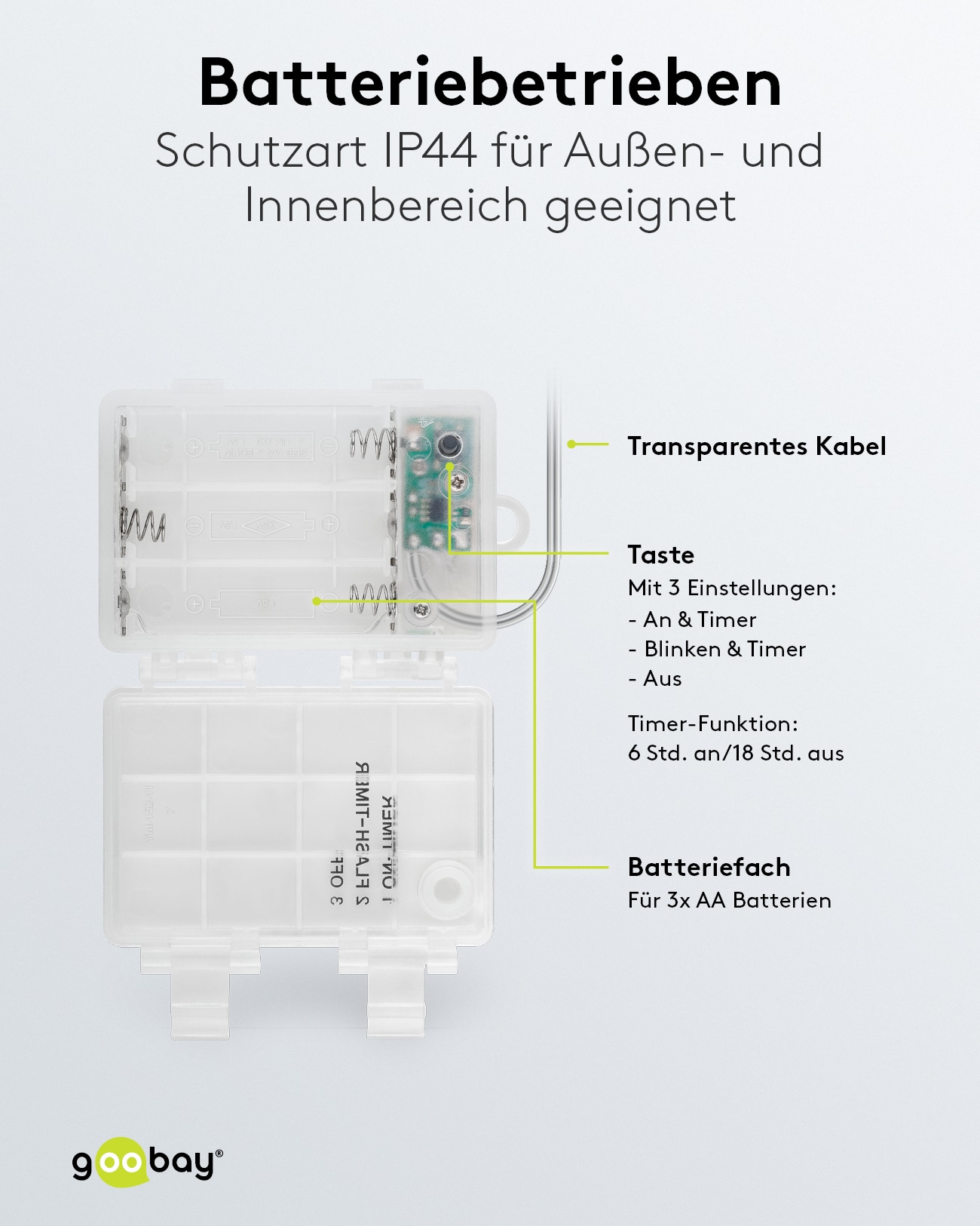 LED-Lichterkette GOOBAY "Sterne", 80 LEDs, Silberdraht, 2 Leucht Modi, Innen/Außen, 12,15 m