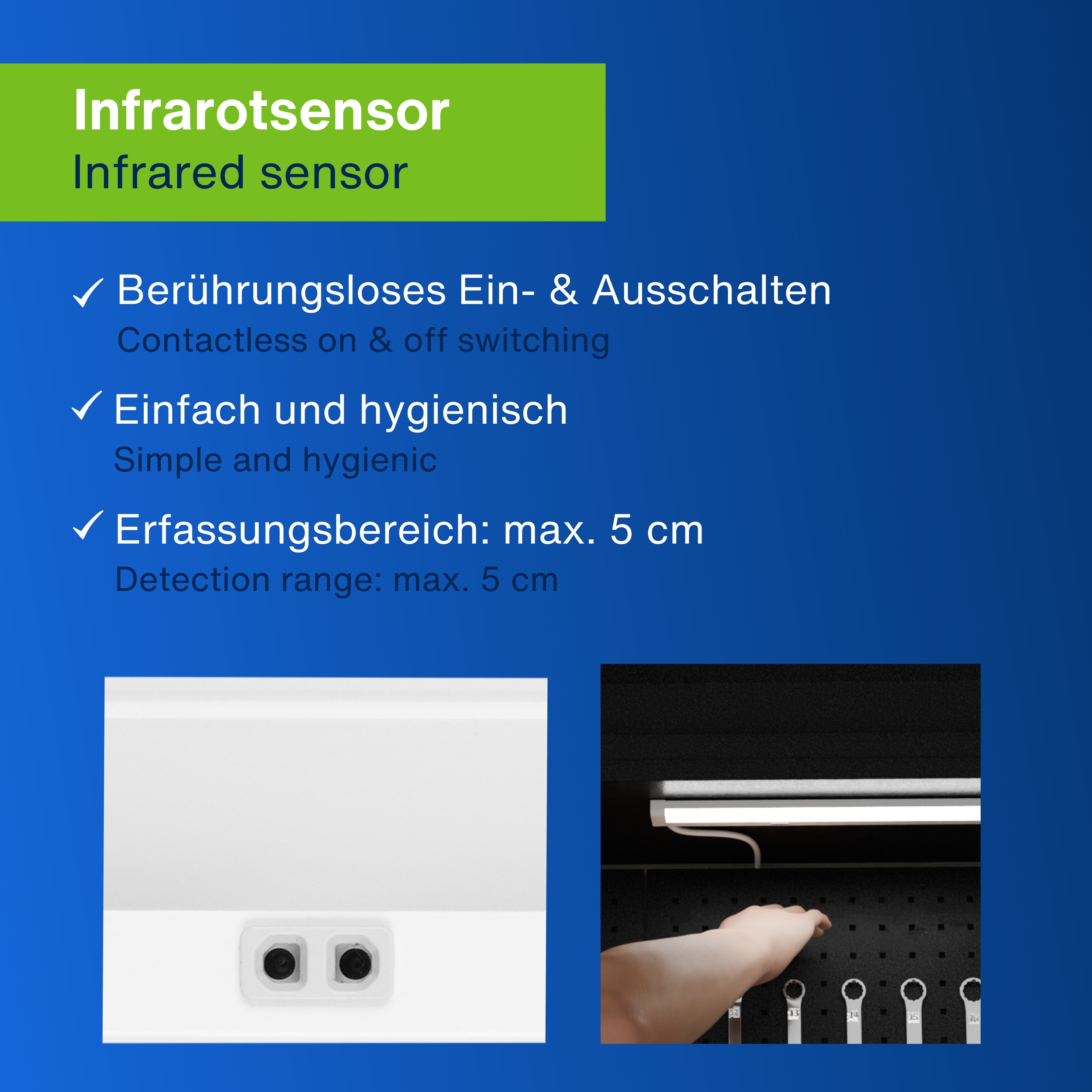 REV LED-Unterbauleuchte, 8W, 3000K, 620lm, warmweiß, IP20, 90 cm
