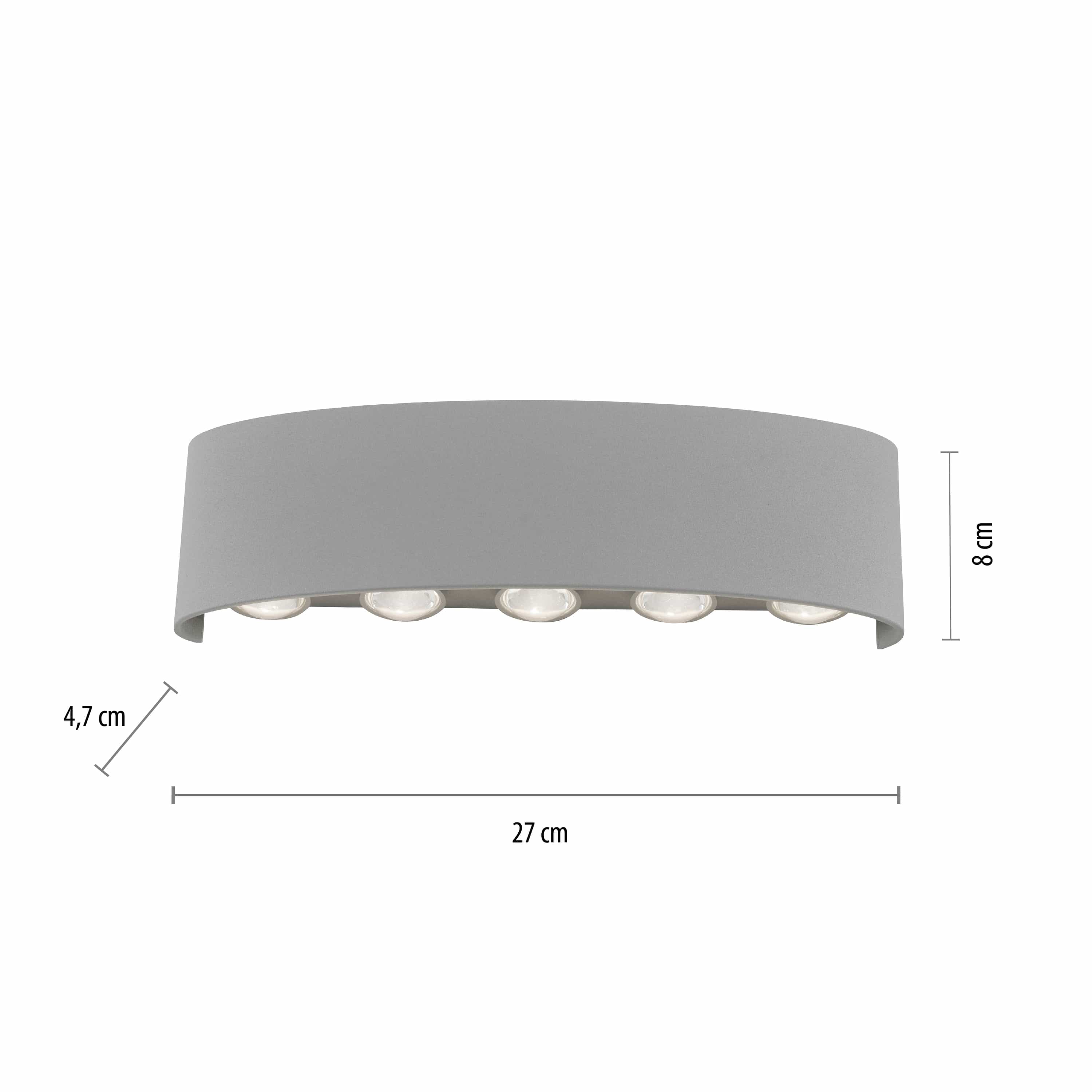 PAUL NEUHAUS LED-Wandleuchte 9489-21 silber, 8 W, 1200 lm, 3000 K, IP54