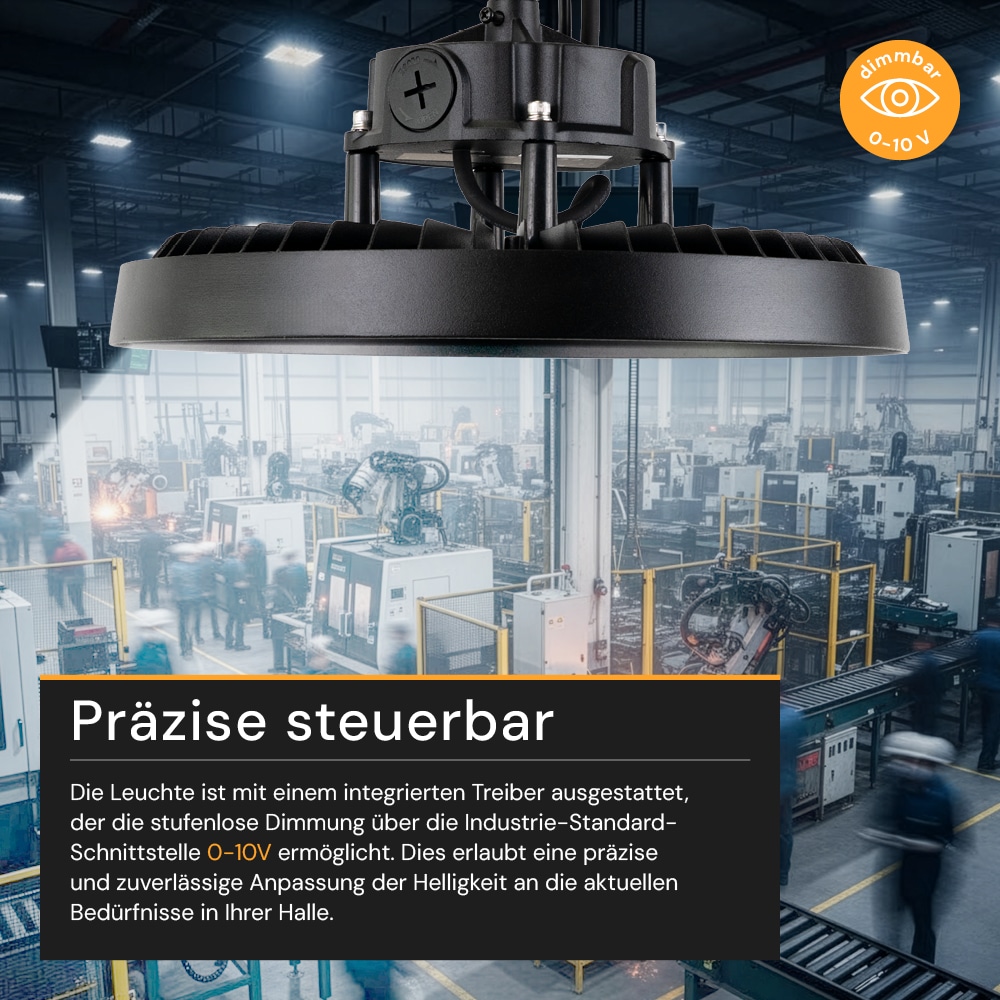 ENOVALITE LED-Highbay-Leuchte, UFO, EEK: C, 200W, 34000lm, 4000K, schwarz