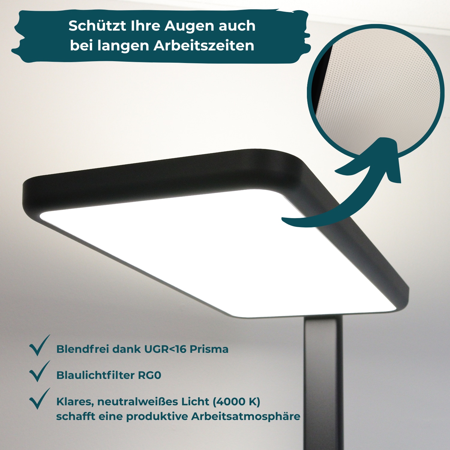 LUXULA LED-Büro-Stehleuchte, EEK: G, 100W, 7000lm, 4000K, schwarz