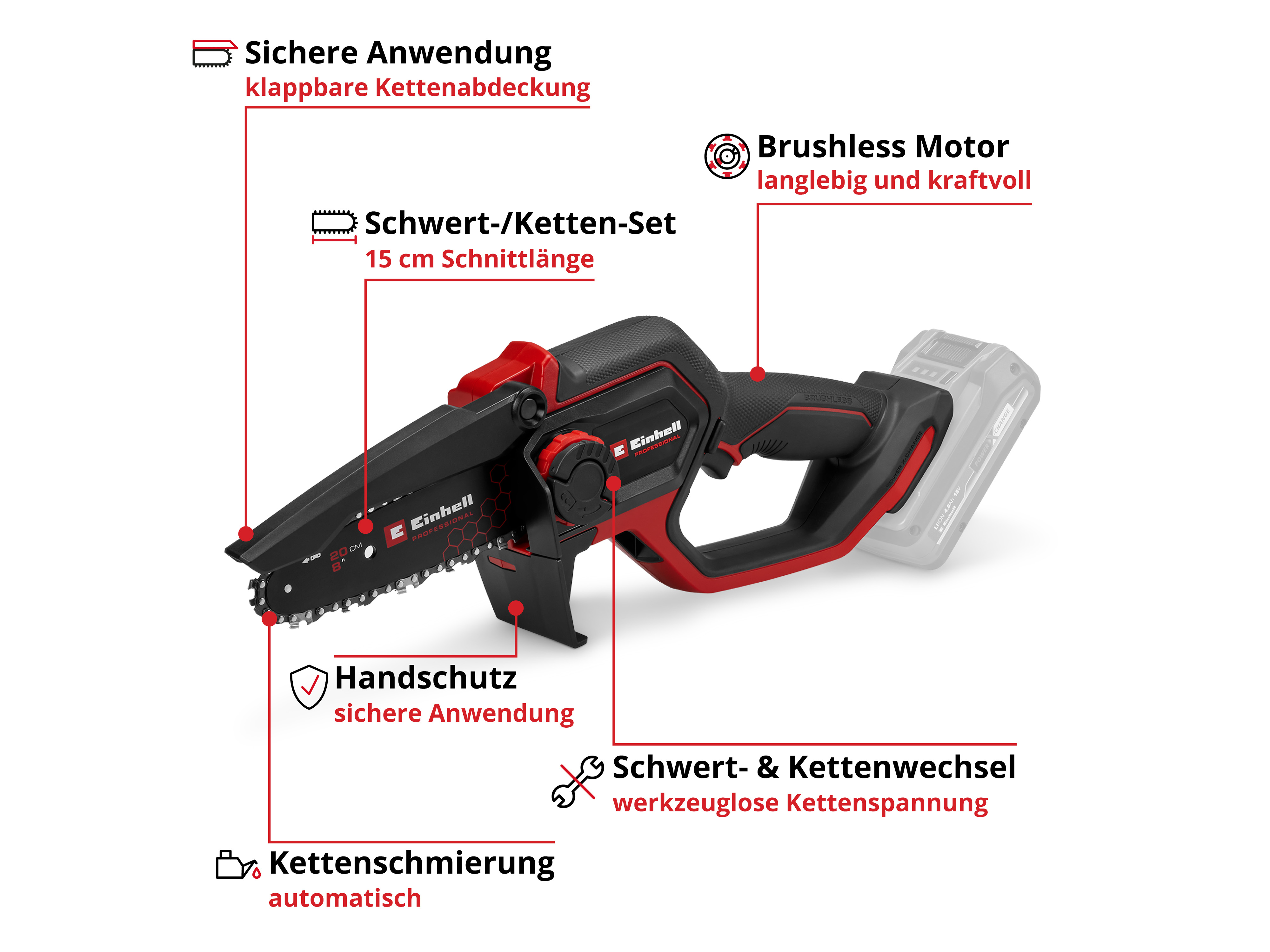 EINHELL PROFESSIONAL Akku-Astkettensäge GP-PS 18/20 Li BL, 4600080, Solo