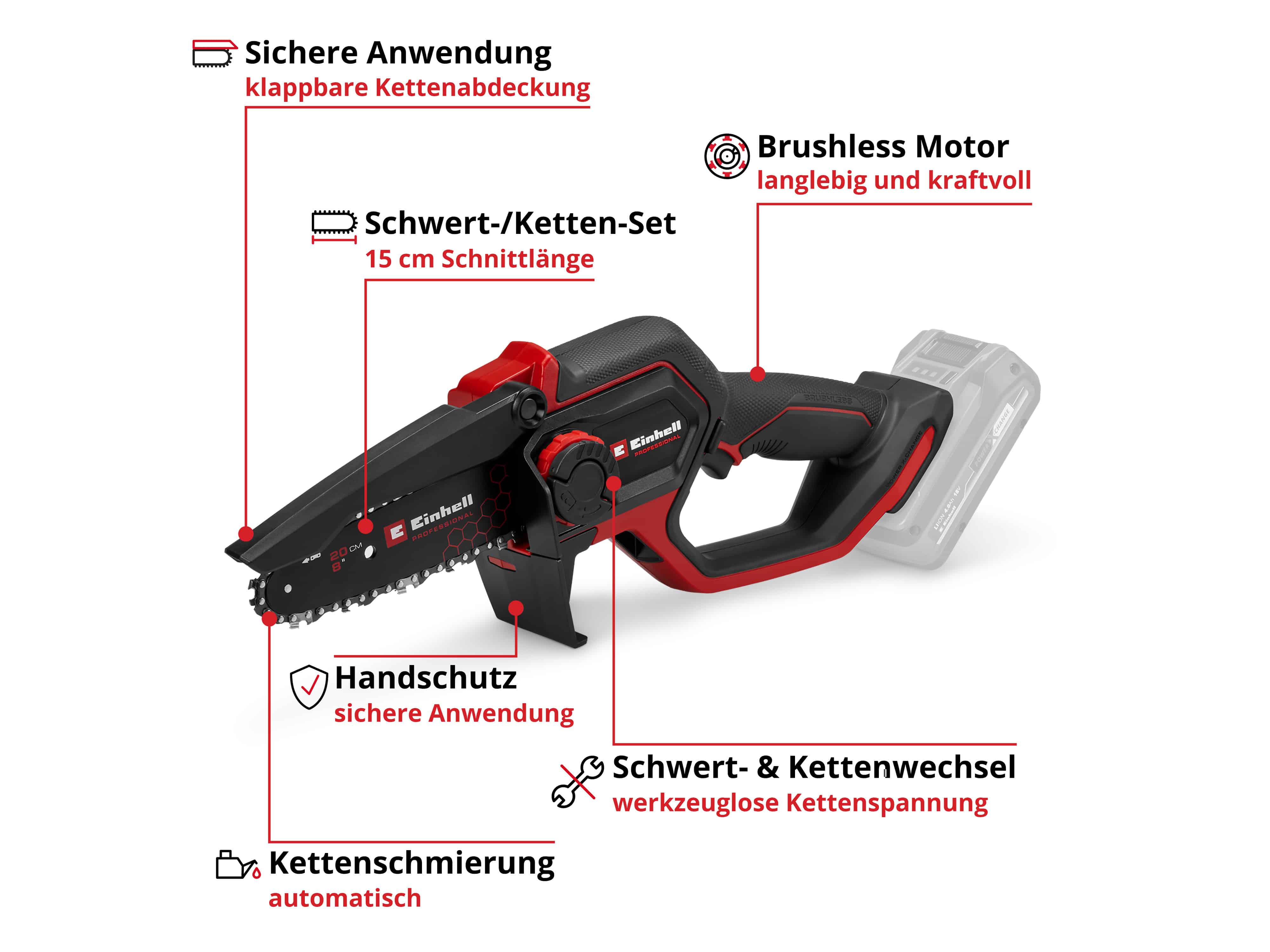 EINHELL PROFESSIONAL Akku-Astkettensäge GP-PS 18/20 Li BL, 4600080, Solo