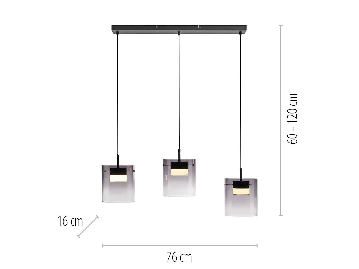 JUST LIGHT LED-Pendelleuchte 14043-18, 7,5W, 800lm, 3000K, schwarz