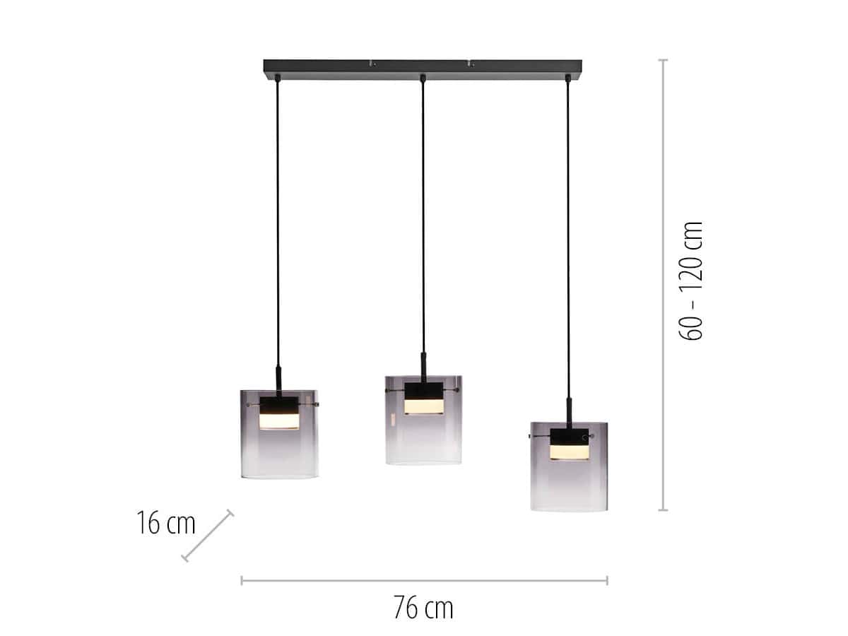 JUST LIGHT LED-Pendelleuchte 14043-18, 7,5W, 800lm, 3000K, schwarz