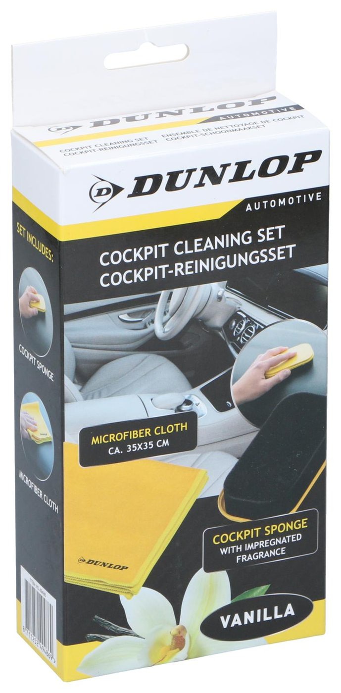 DUNLOP Autoreinigungsset, Mikrofasertuch & Schwamm, 35x35 mm