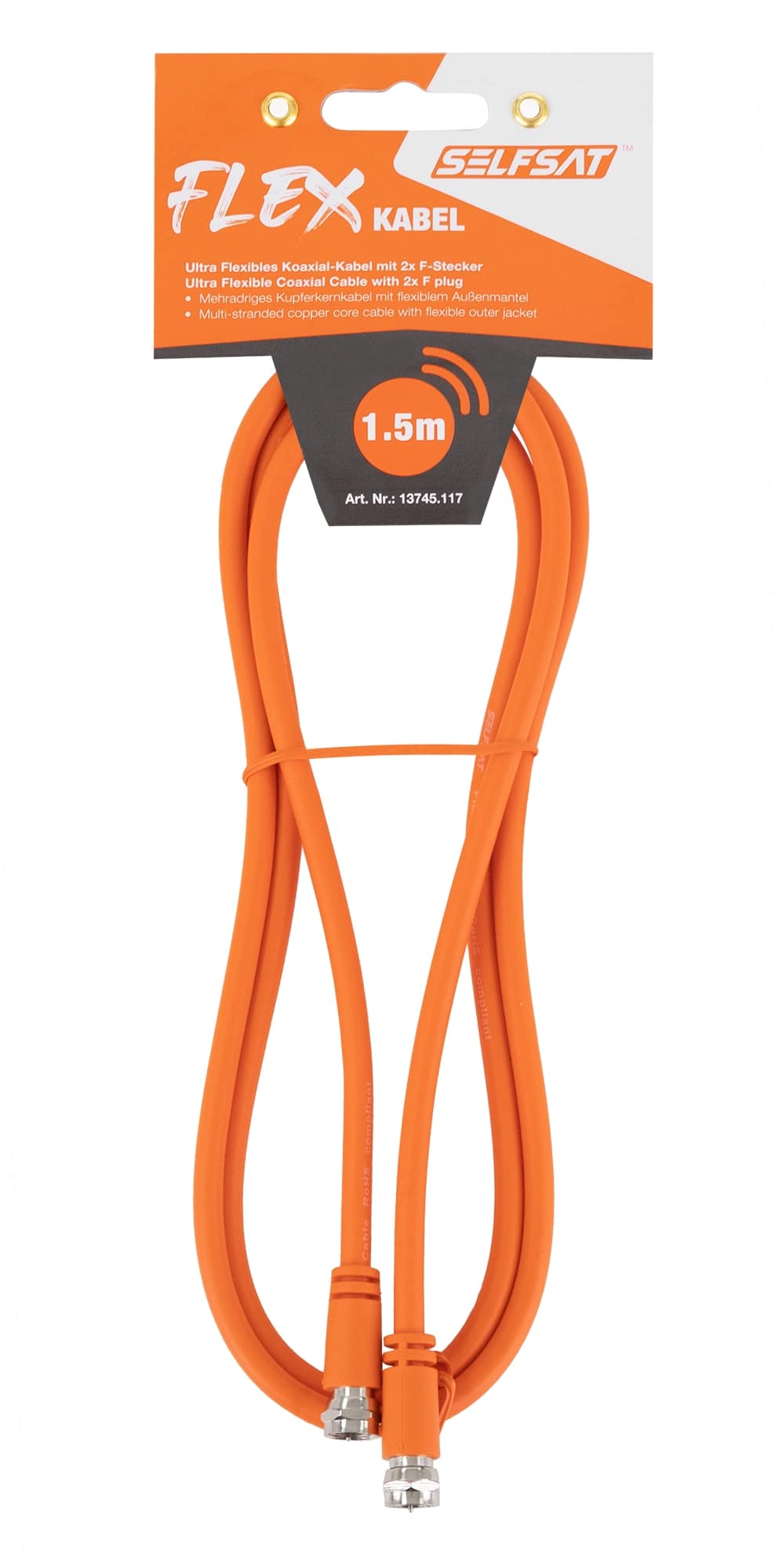 SELFSAT Antennenanschlusskabel Flex 1,5 m, orange