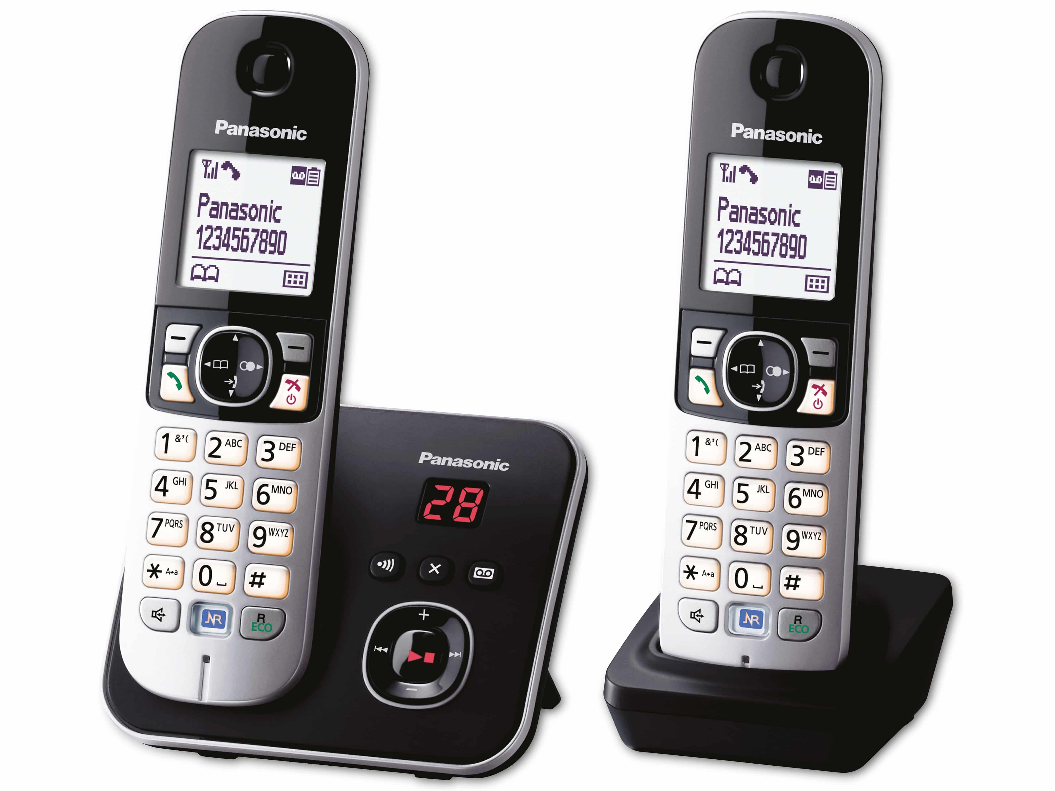 PANASONIC DECT-Telefon KX-TG6822GB, mit AB, Duo, schwarz