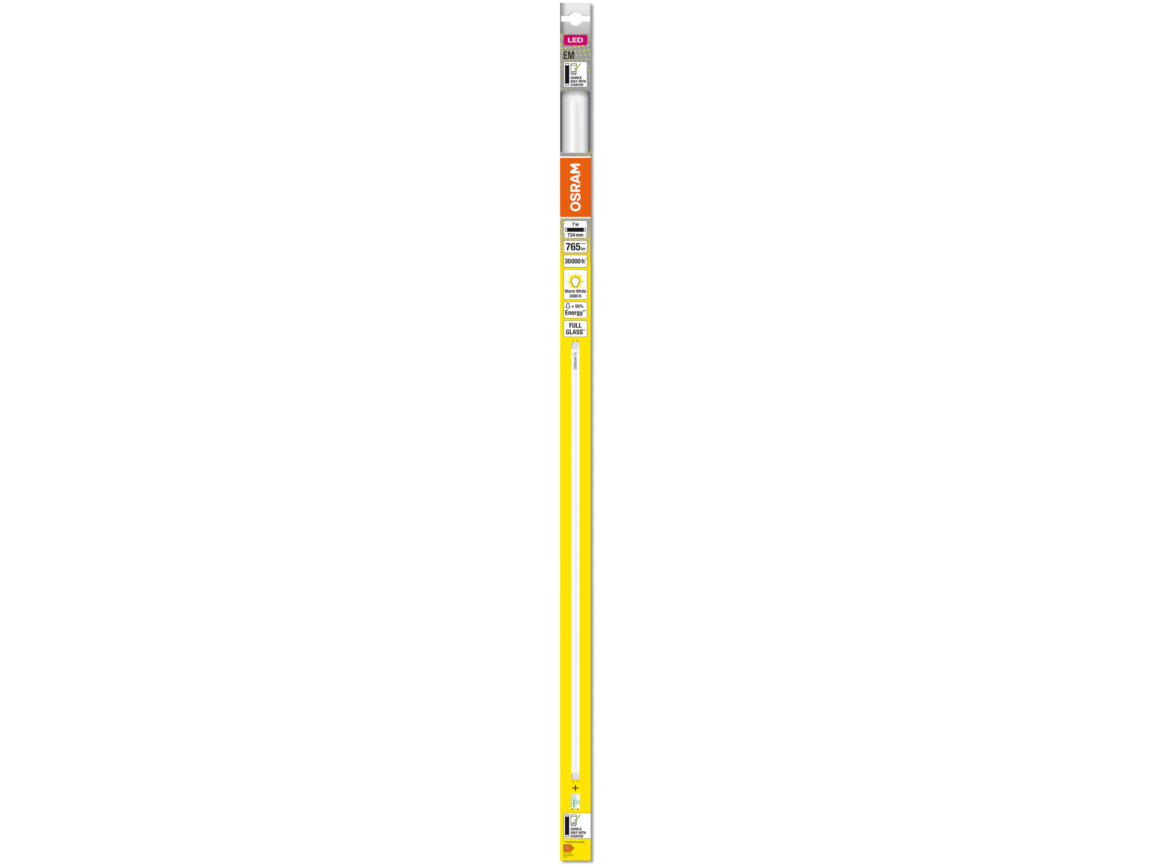 OSRAM LED-Röhre, T8, 720mm, G13, EEK: F, 7W, 765lm, 3000K