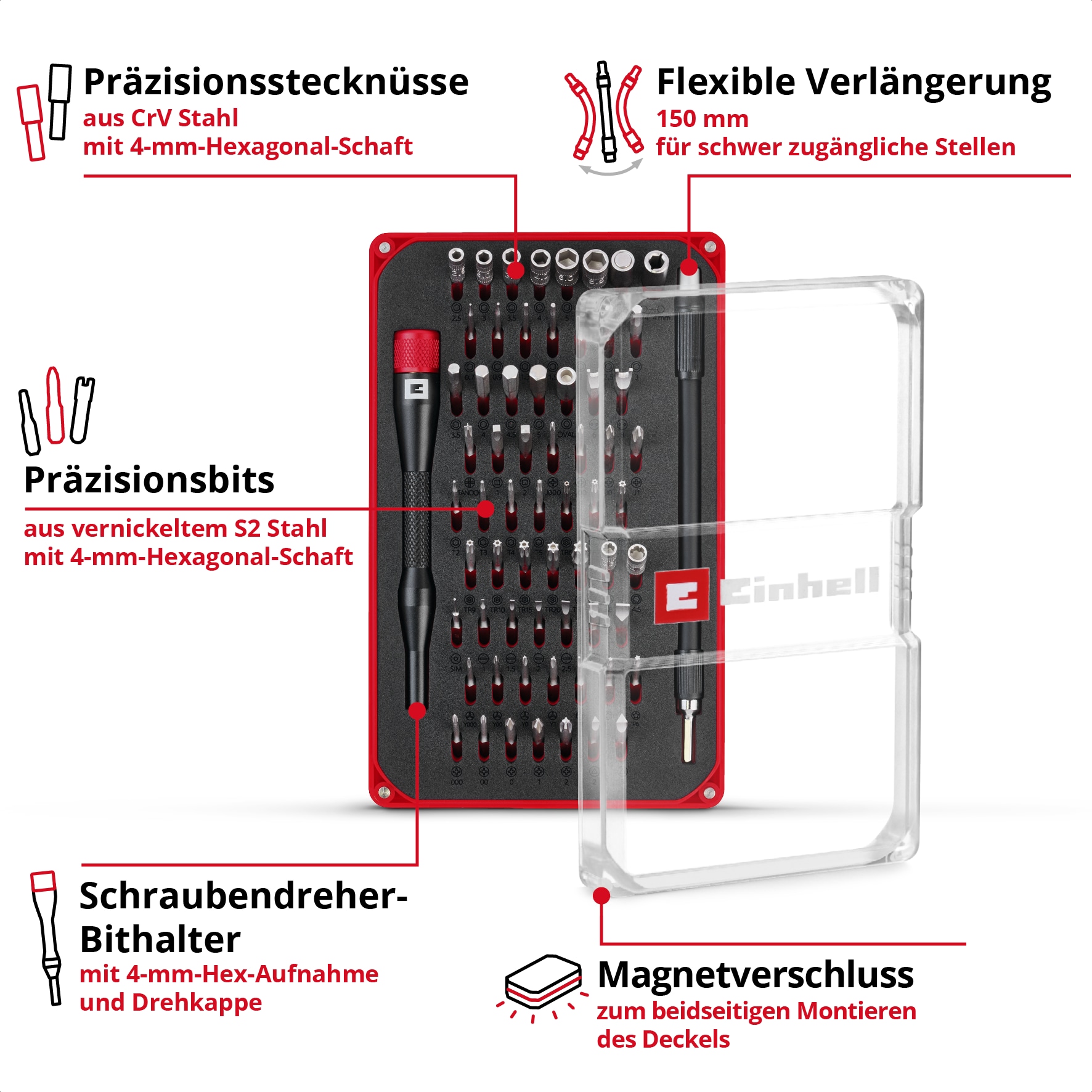 EINHELL Präzisionsbit-Set, 115030, 66-teilig