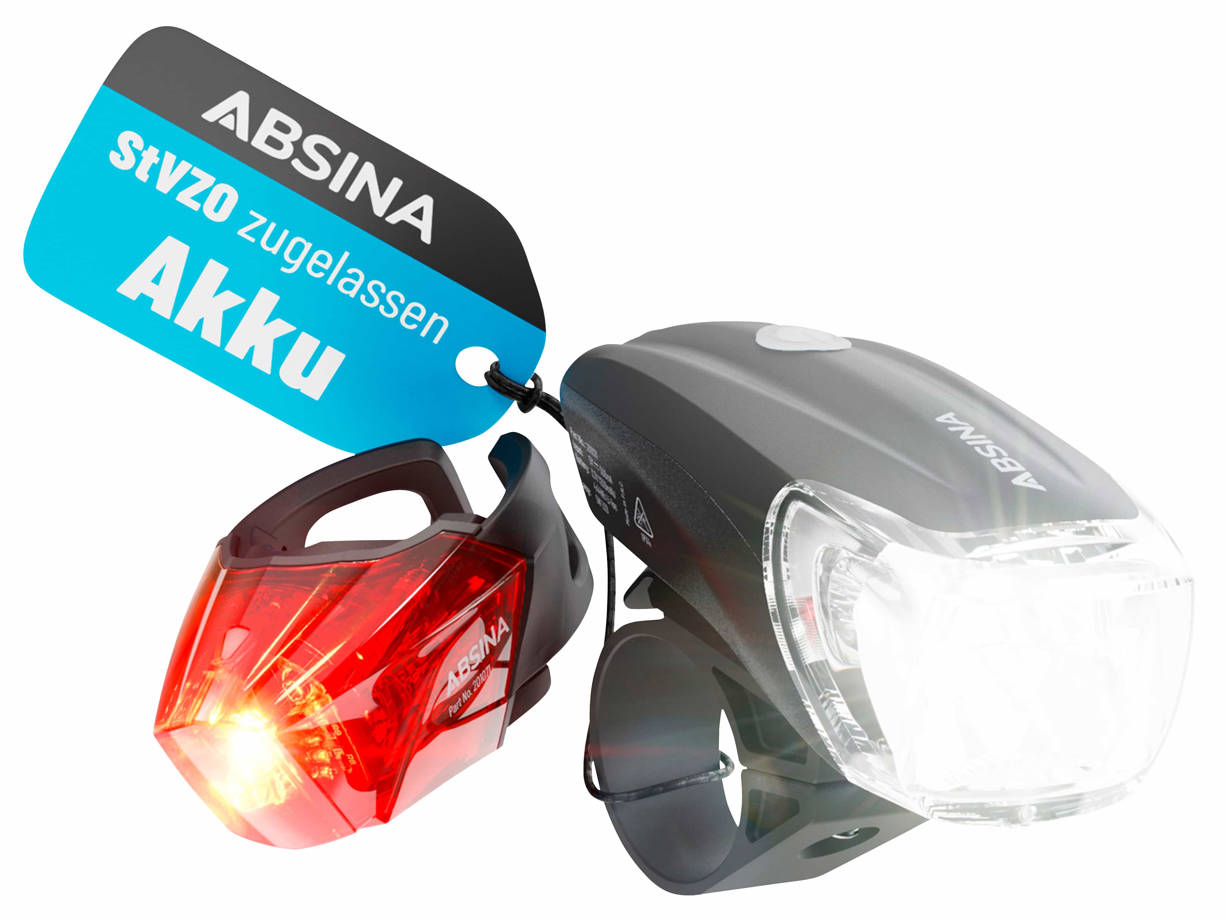 ABSINA Fahrrad-Beleuchtungsset Sport, wiederaufladbar