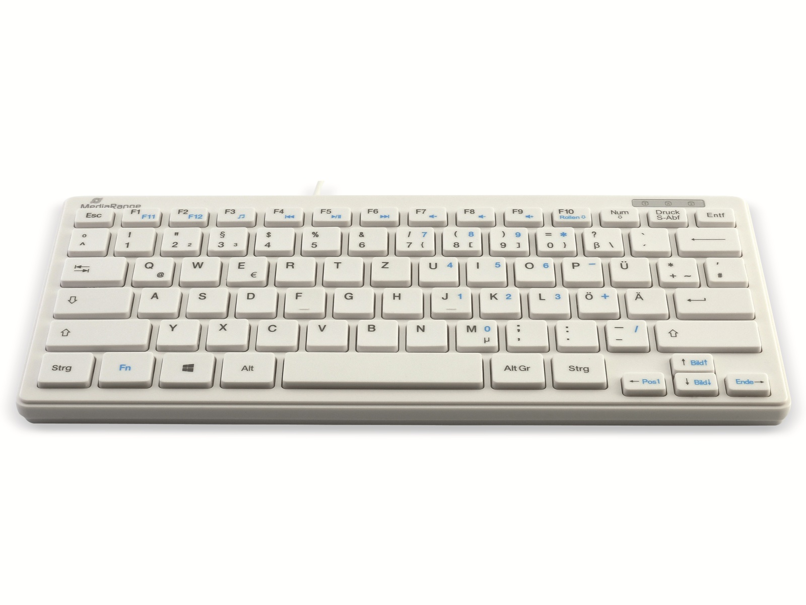 MEDIARANGE USB-Tastatur MROS113, kompakt, flache Tasten, QWERTZ, weiß