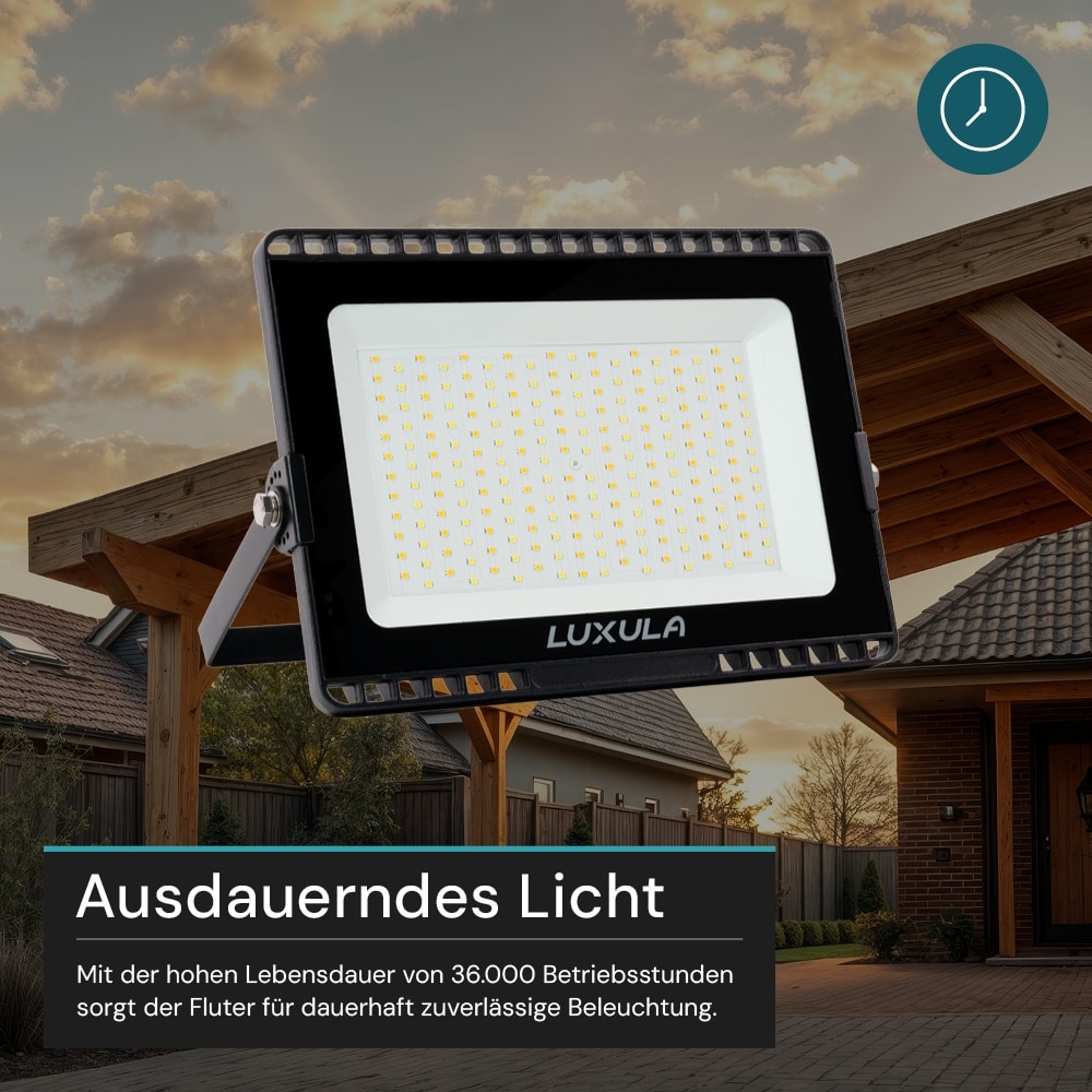 LUXULA LED-Fluter, EEK: F, 100W, 10000lm, CCT, schwarz LUXULA LED-Fluter, EEK: F, 100W, 10000lm, CCT, schwarz