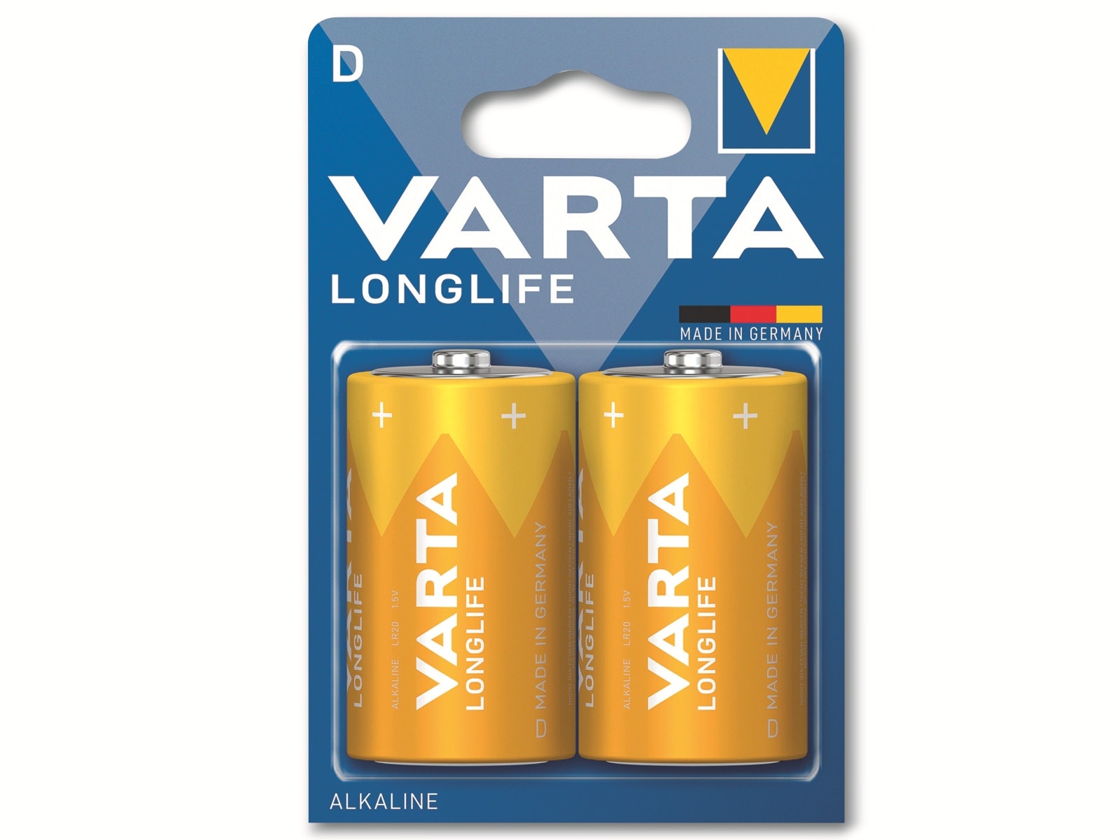 VARTA Batterie Alkaline, Mono, D, LR20, 1.5V, Longlife, 2 Stück