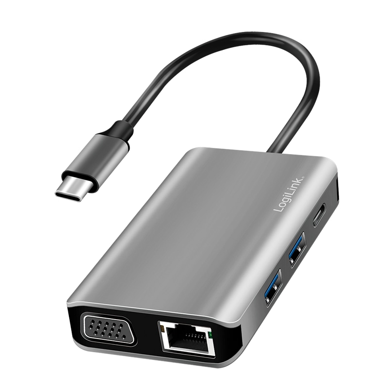 LOGILINK USB 3.2 Dockingstation UA0410, Gen1, 7-Port, USB-C PD, Anthrazit