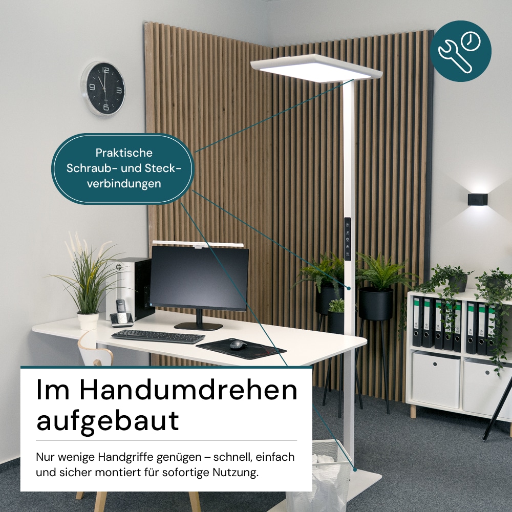 LUXULA LED-Büro-Stehleuchte, Up/Down, 100W, 4000K, EEK: F, 7000lm, IP20, dimmbar, weiß