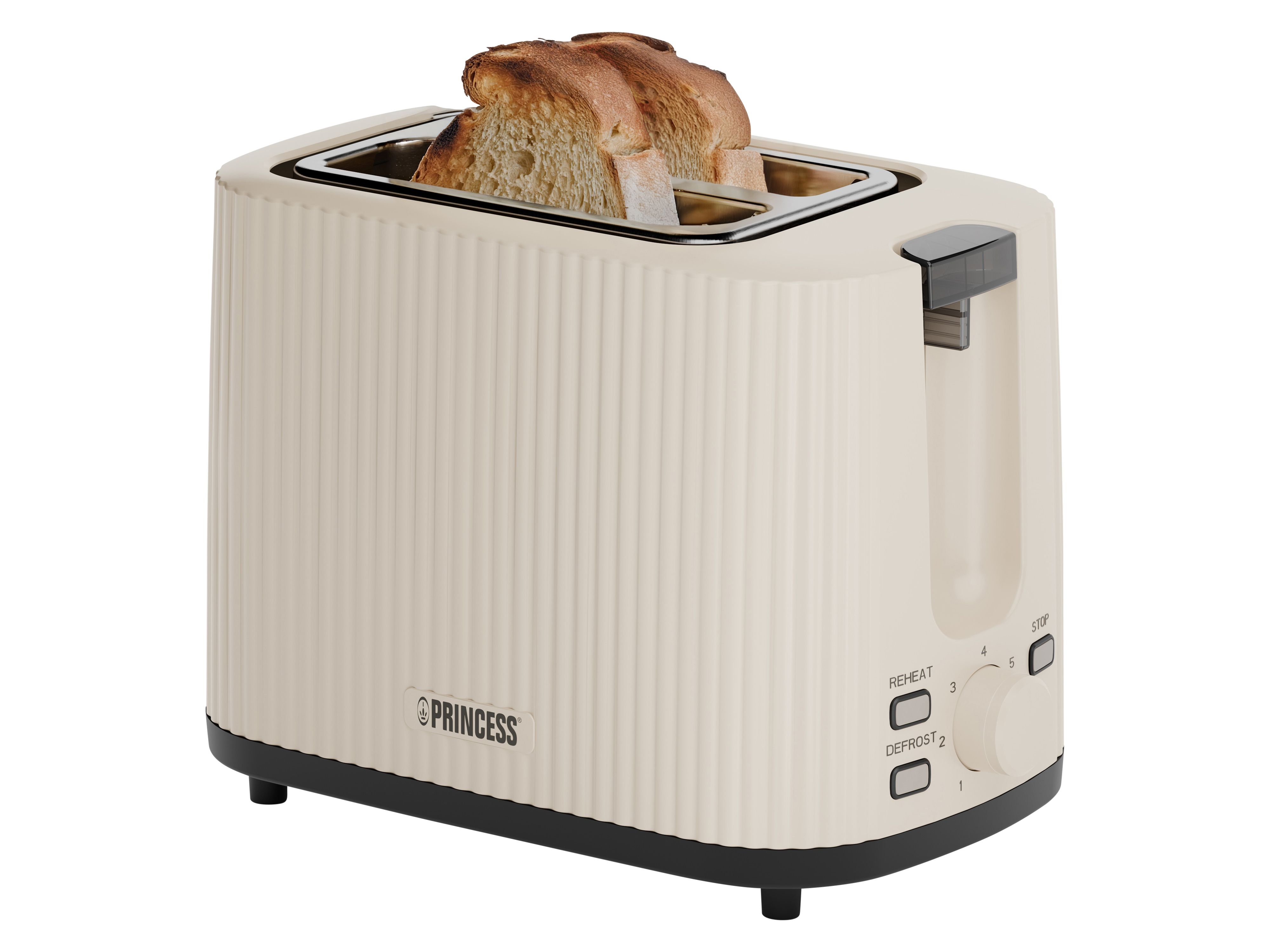 PRINCESS Toaster Wave, 2-Scheiben, 7 Stufen, automatische Abschaltung, 930W, beige