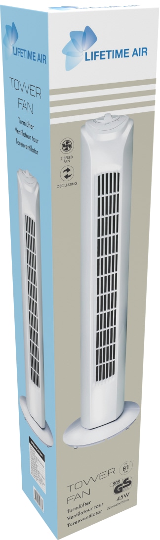LIFETIME AIR Turmventilator, 81cm, weiß, 45 W Turmventilator Lifetime Air, 81cm, weiß, 45 W