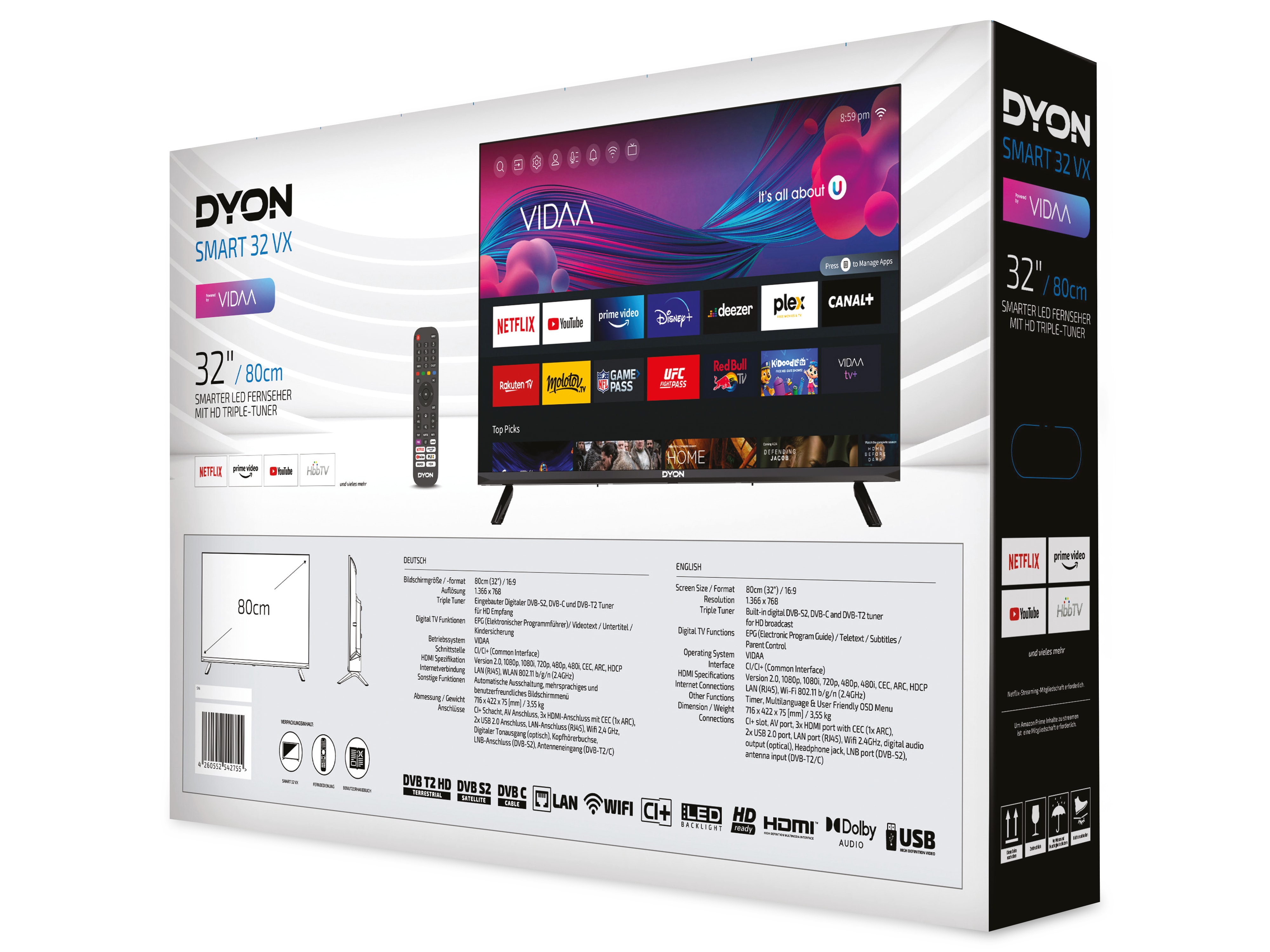DYON LED-TV Smart 32 VX, 80 cm (32"), EEK: F, mit VIDAA