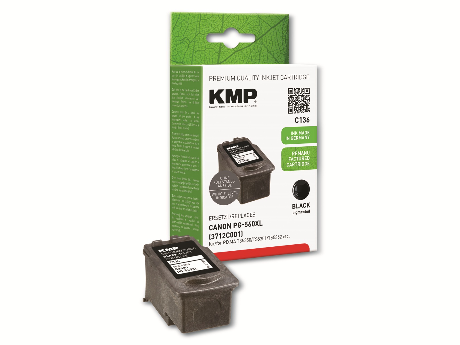 KMP Tintenpatrone C136, schwarz, für Canon Pixma