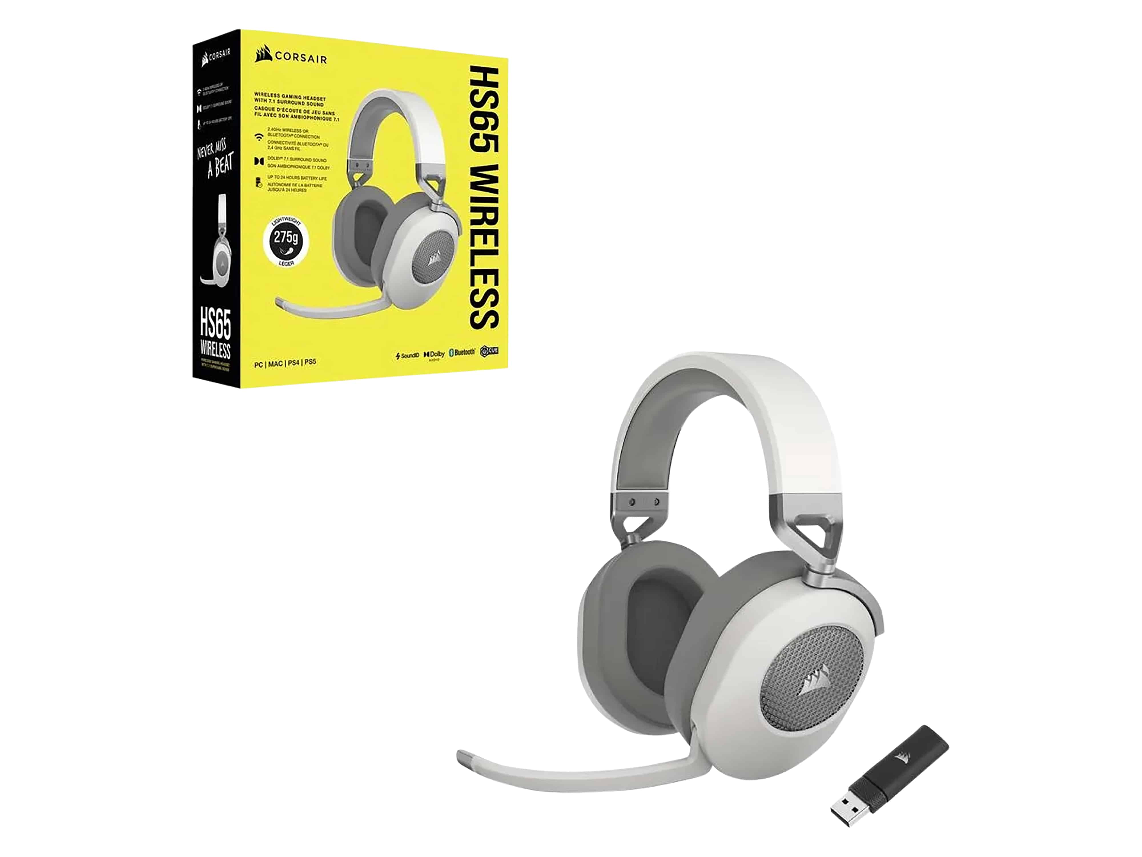 CORSAIR Gaming-Headset HS65 Wireless V2 CA-9011286, weiß, refurbished