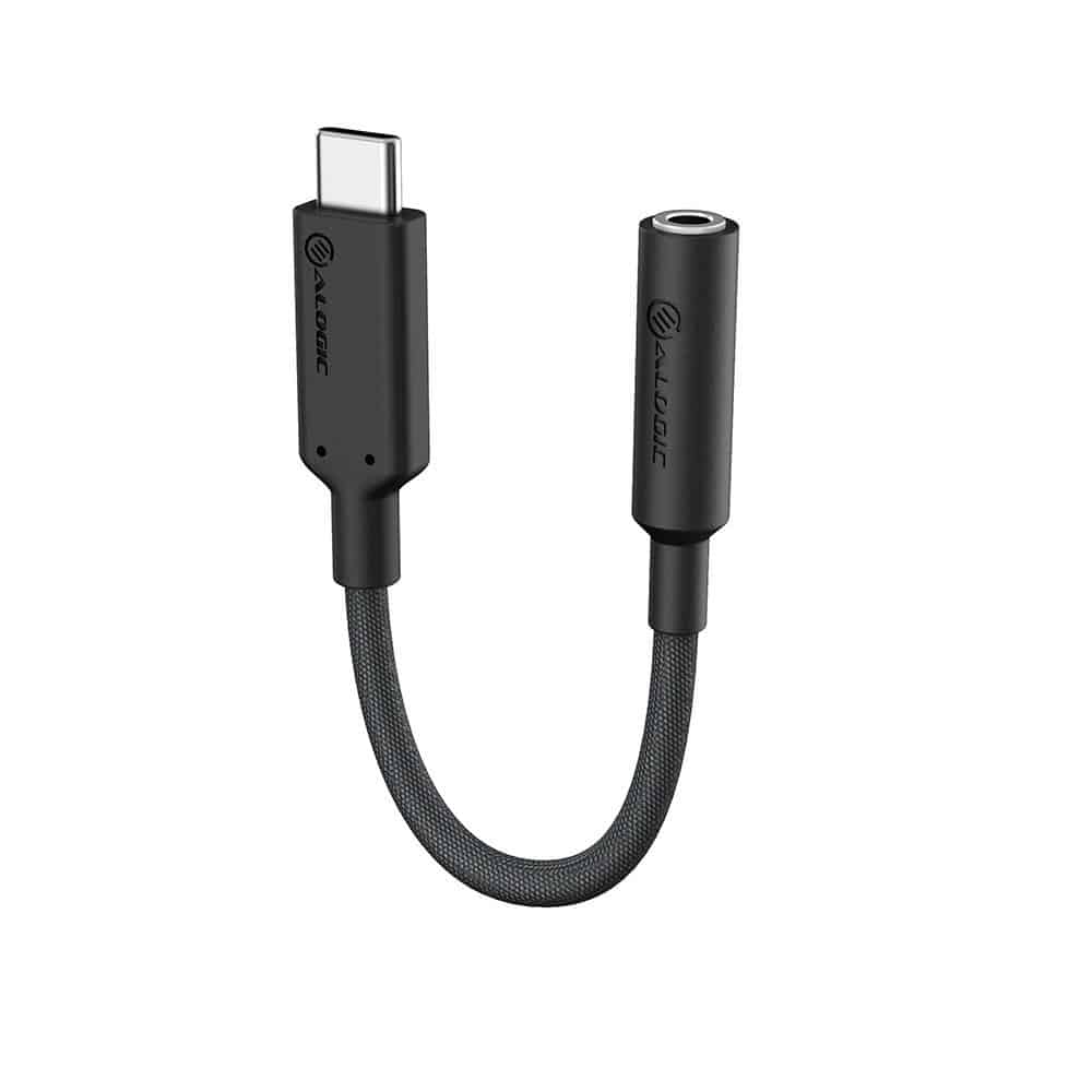 ALOGIC Audioadapter USB-C zu 3,5mm Klinkenbuchse, 100 mm, schwarz
