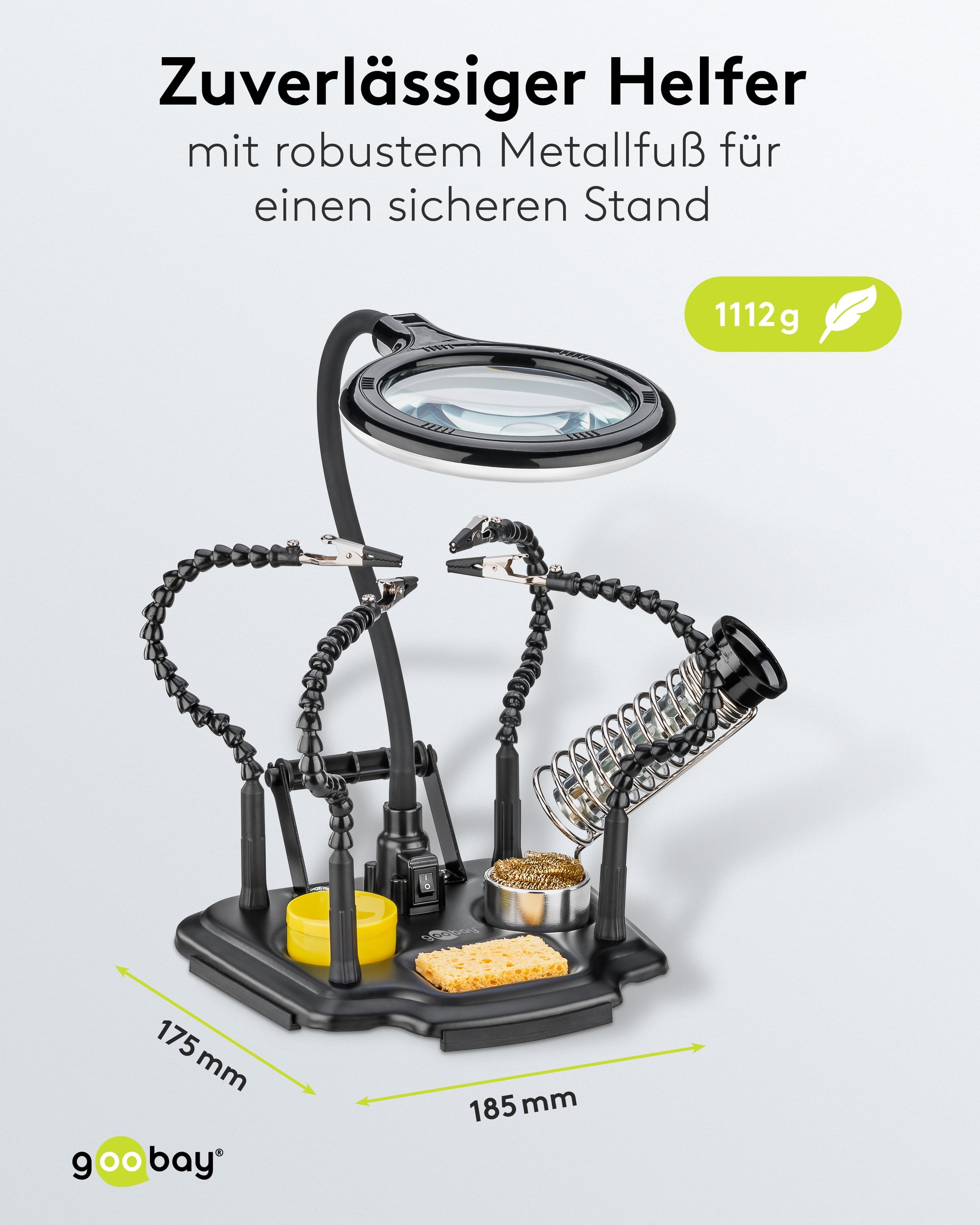 GOOBAY Löthilfe, 76558, mit Lupenleuchte und Schwanenhals-Armen