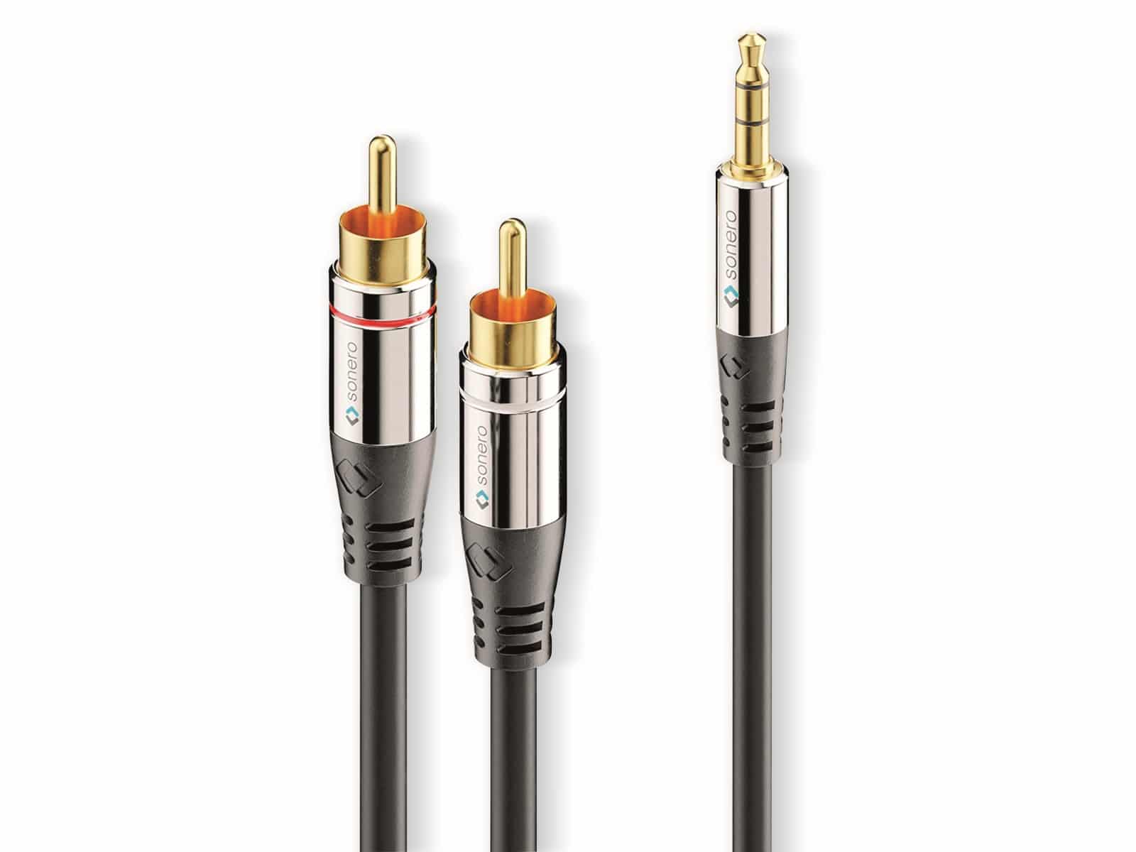 SONERO Audio-Adapterkabel, Klinke/Cinch, 3,5 mm, Stereo, 12,5 m, schwarz