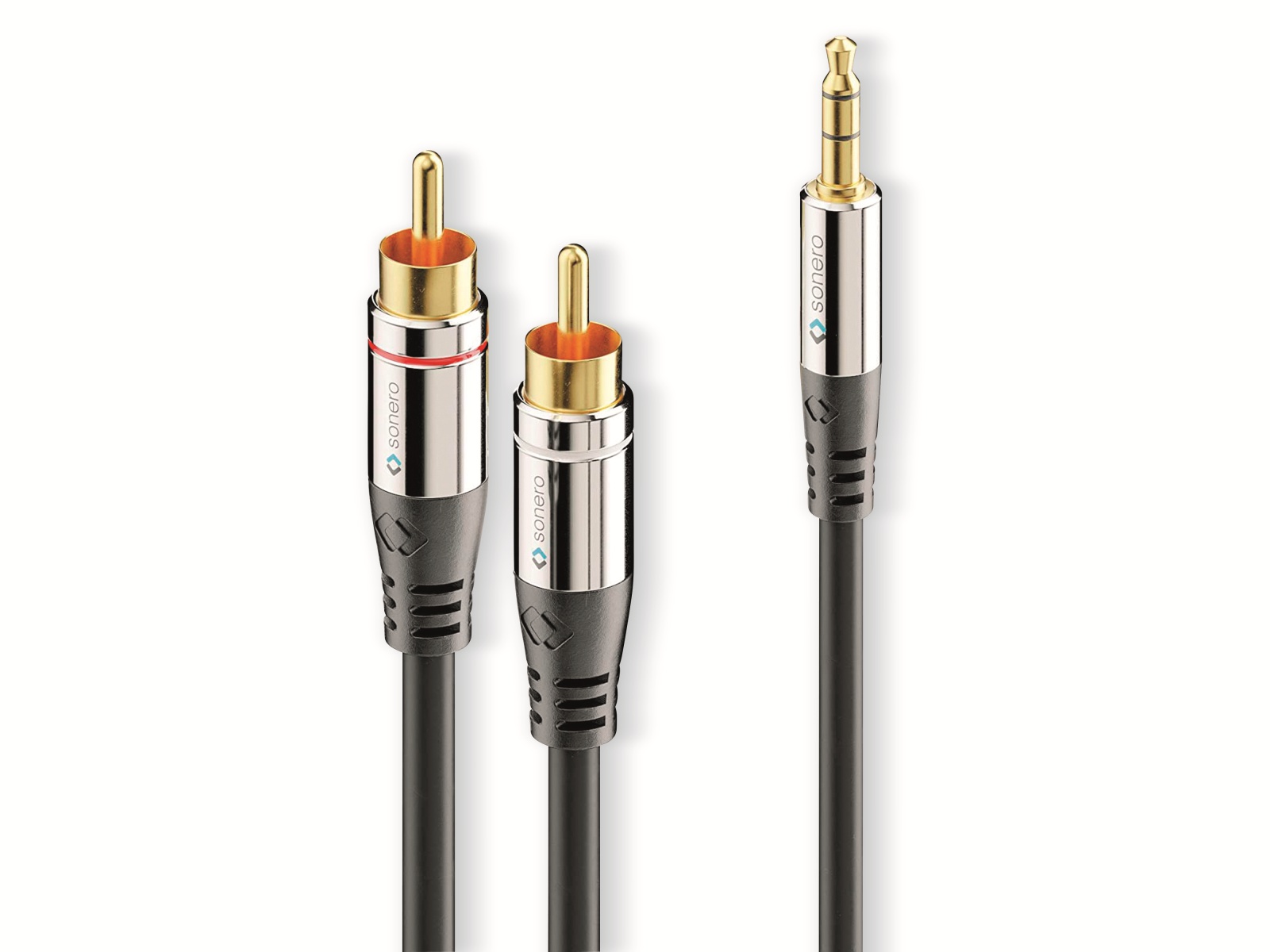 SONERO Audio-Adapterkabel, Klinke/Cinch, 3,5 mm, Stereo, 12,5 m, schwarz SONERO Audio-Adapterkabel, Klinke/Cinch, 3,5 mm, Stereo, 12,5 m, schwarz