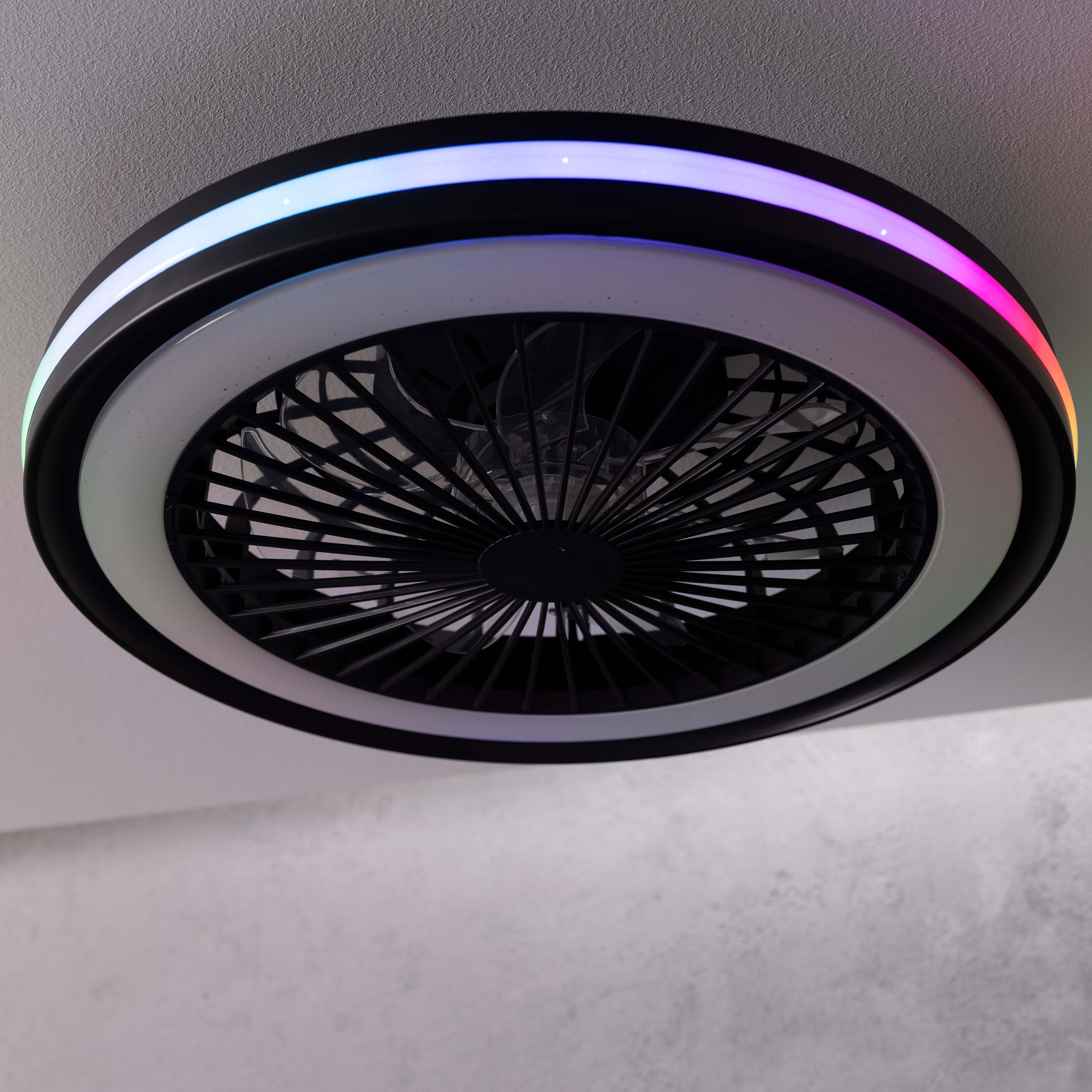 BRILLIANT LED-Deckenleuchte Palmero, mit Ventilator, 40 W, Ø 46,5 cm