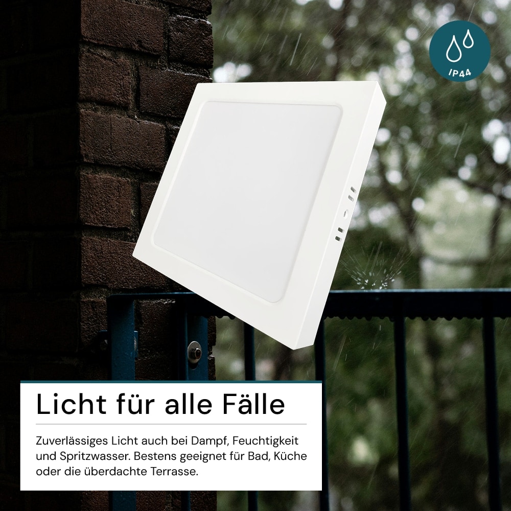 LUXULA LED-Deckenleuchte, 6W, EEK: F, 600lm, CCT, IP44, quadrat, weiß