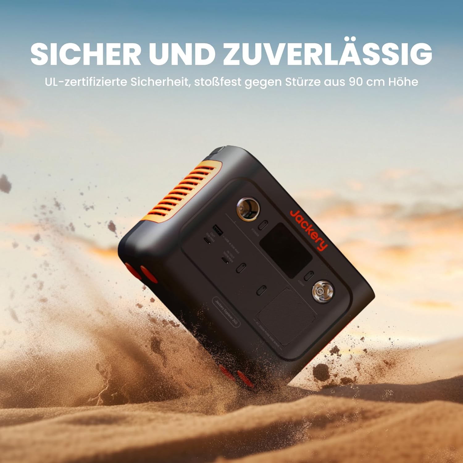 JACKERY Powerstation Explorer 240 V2, LiFePO4, 256 Wh, 300 W, 5-Port, USB-C PD 100 W, faltbarer Tragegriff