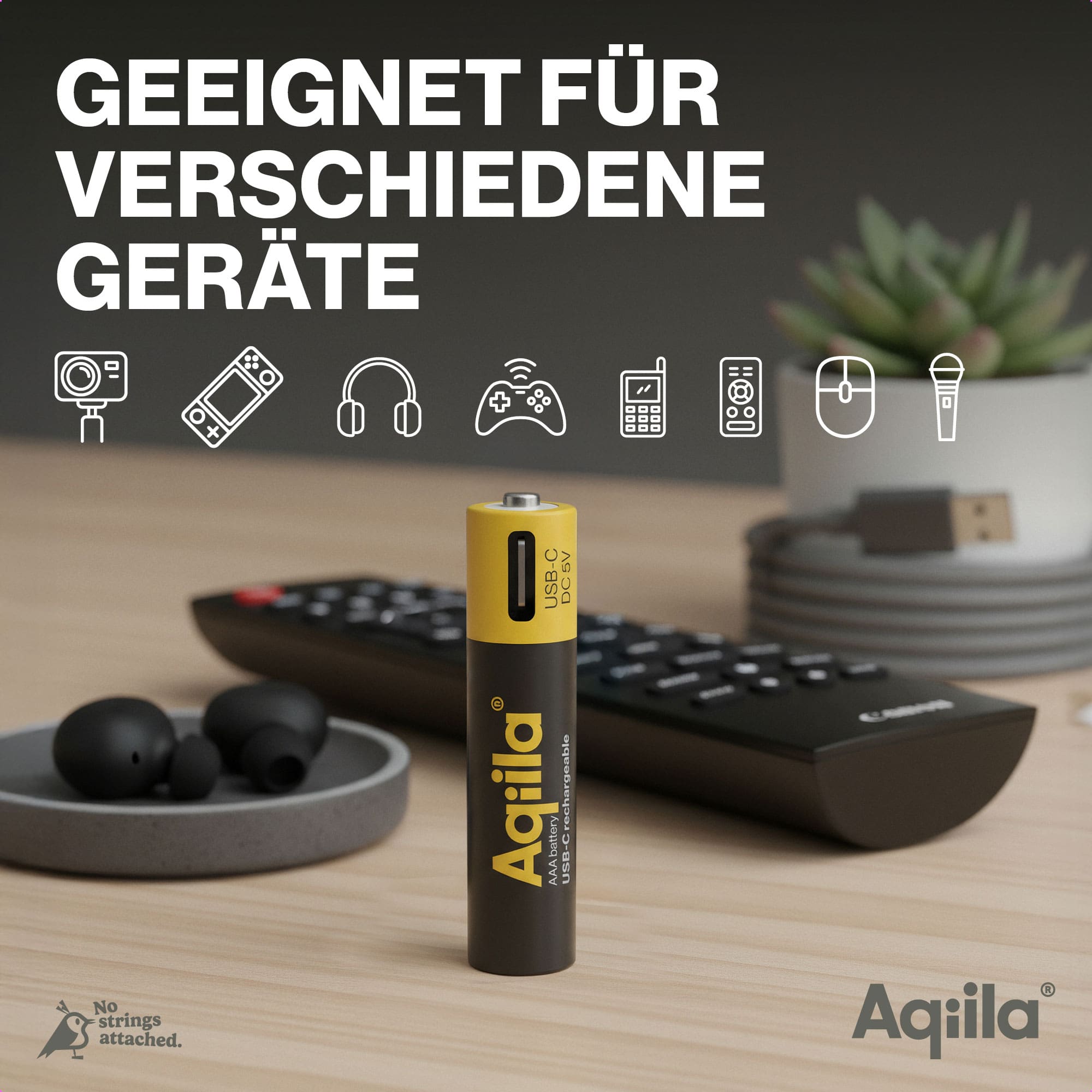 Li-lon-Akku AQILLA, AAA, USB-C, 1,5 V, 4er Pack