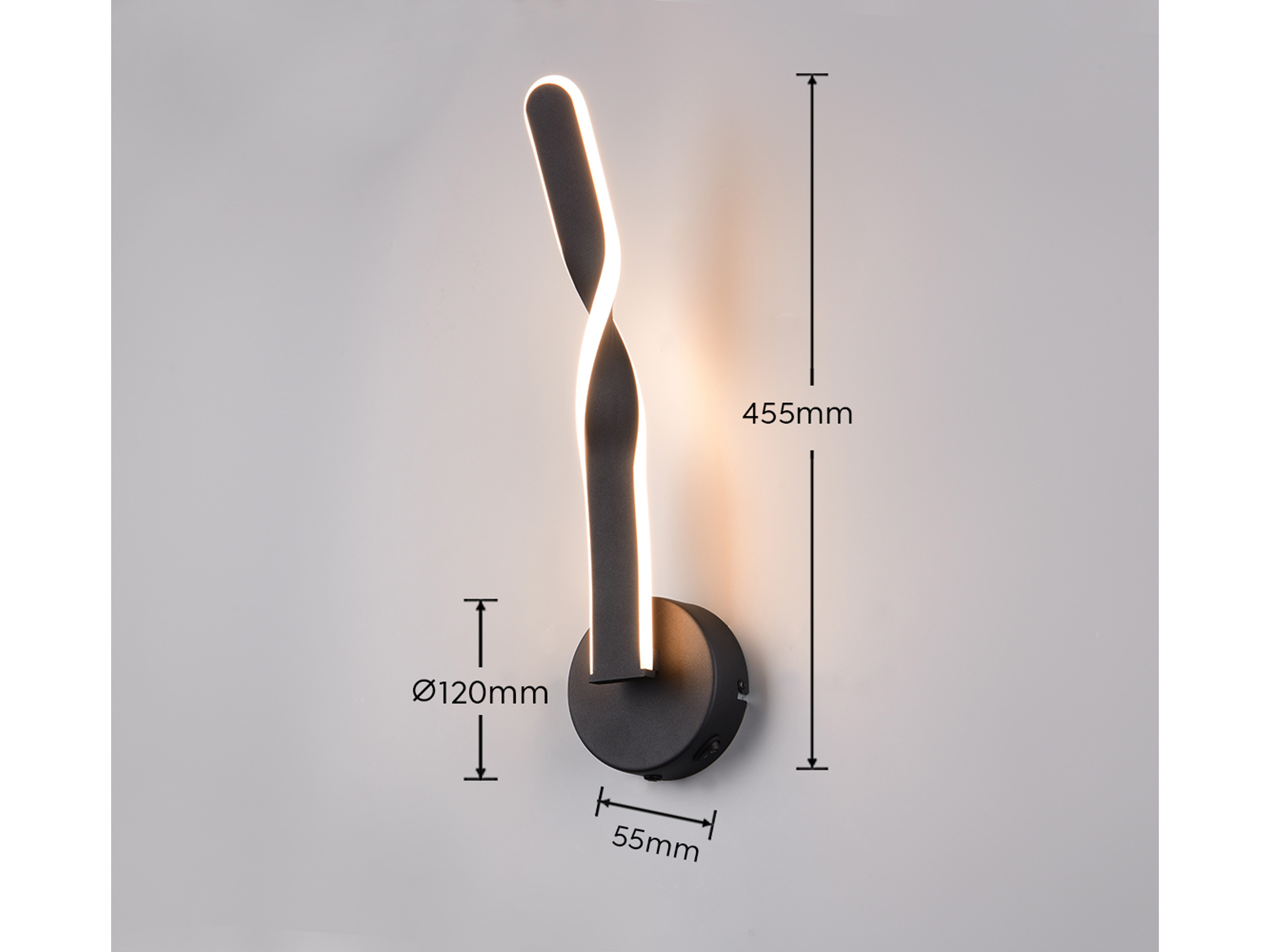 REALITY LED-Wandleuchte Ginko R25791732, 11W, 3000K, 1150lm, warmweiß, IP20, schwarz