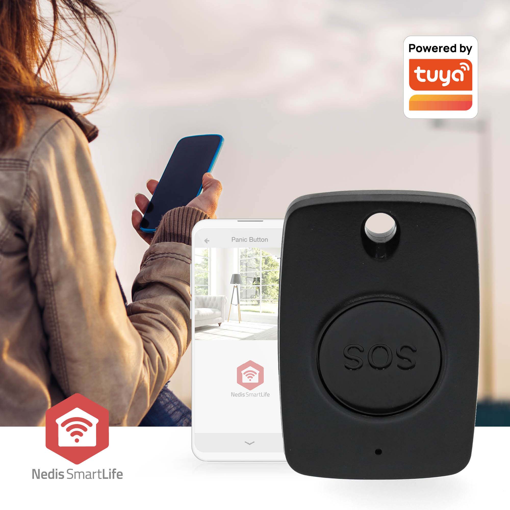 NEDIS Smart-Panik-Knopf, schwarz