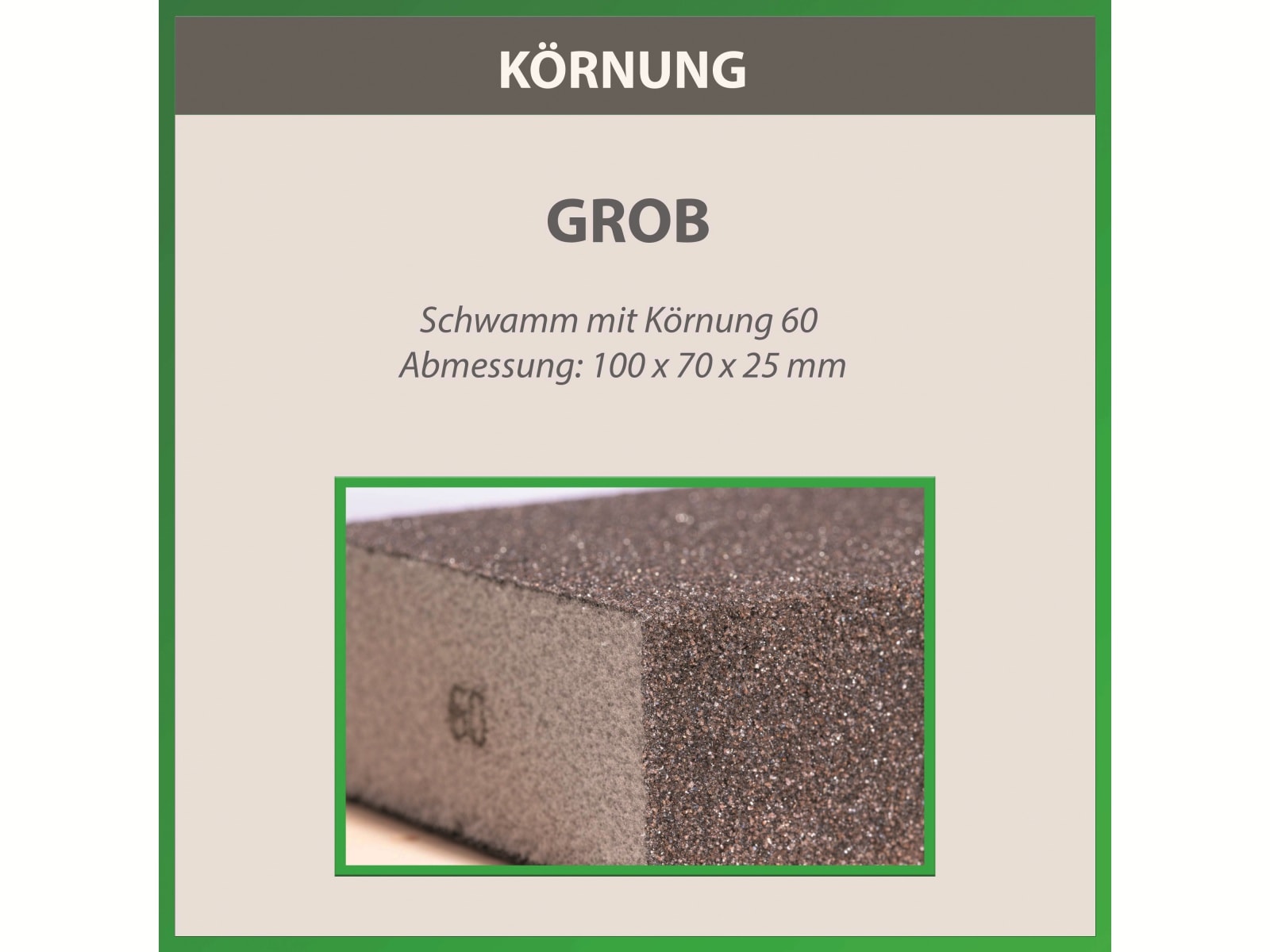 QUADRIOS Schleifschwamm 2202T003, Körnung: 60, Schleifbild: ca. P150