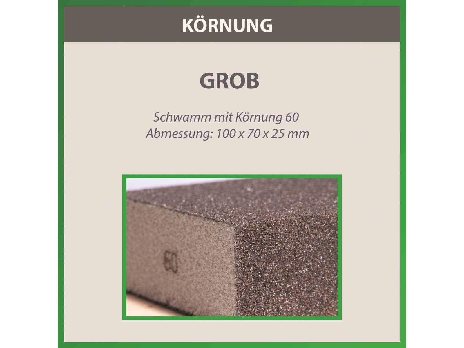 QUADRIOS Schleifschwamm 2202T003, Körnung: 60, Schleifbild: ca. P150