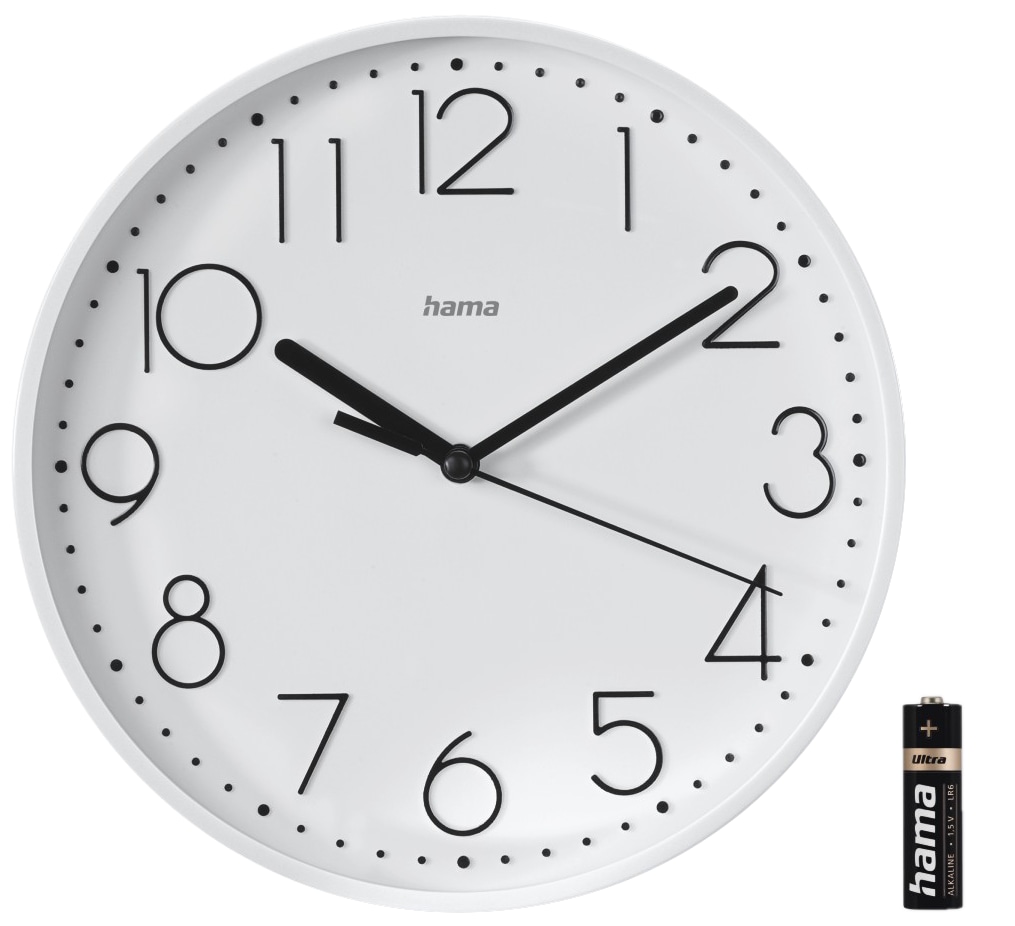 HAMA Wanduhr "Salina", ohne Ticken, Ø 30cm, weiß