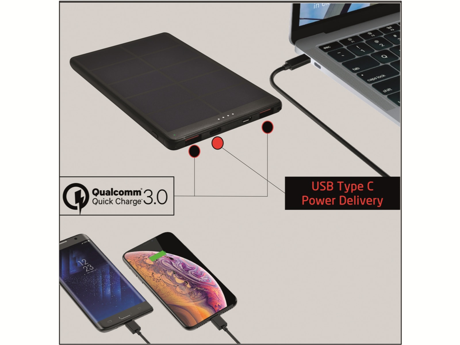 PROUSER USB Powerbank Solar PBSL, 10.000 mAh