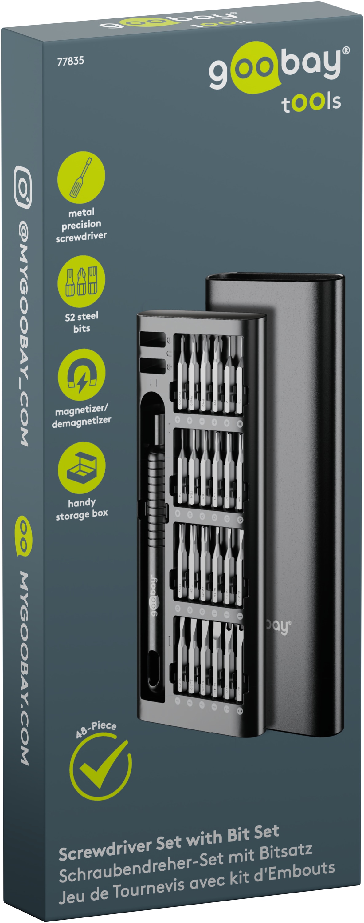 GOOBAY TOOLS Schraubendreher-Set, 77835, mit 48-tlg. Präzisions-Bitsatz