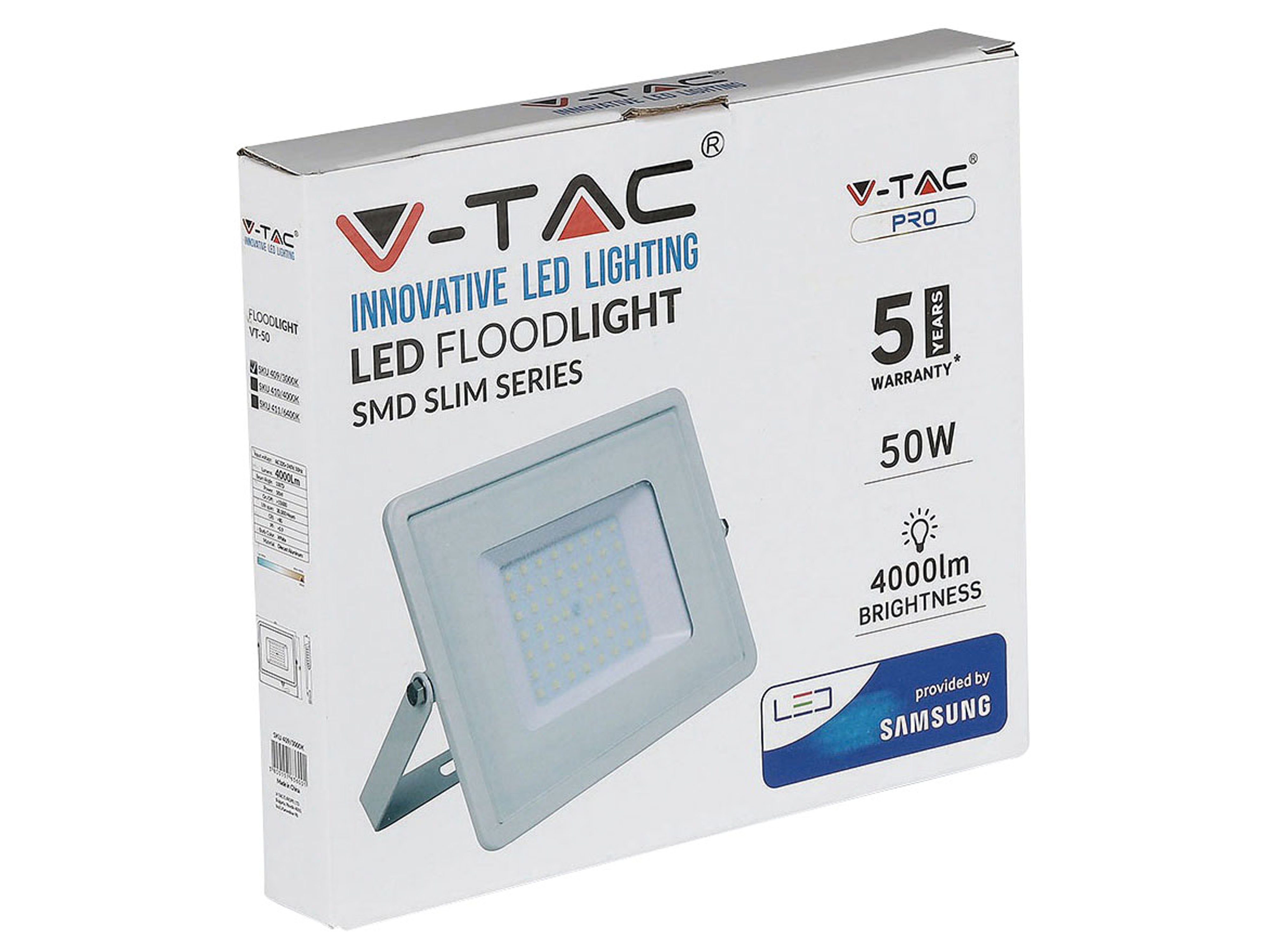 V-TAC LED-Flutlichtstrahler VT-50 (410), EEK: F, 50 W, 4000 lm, 4000K