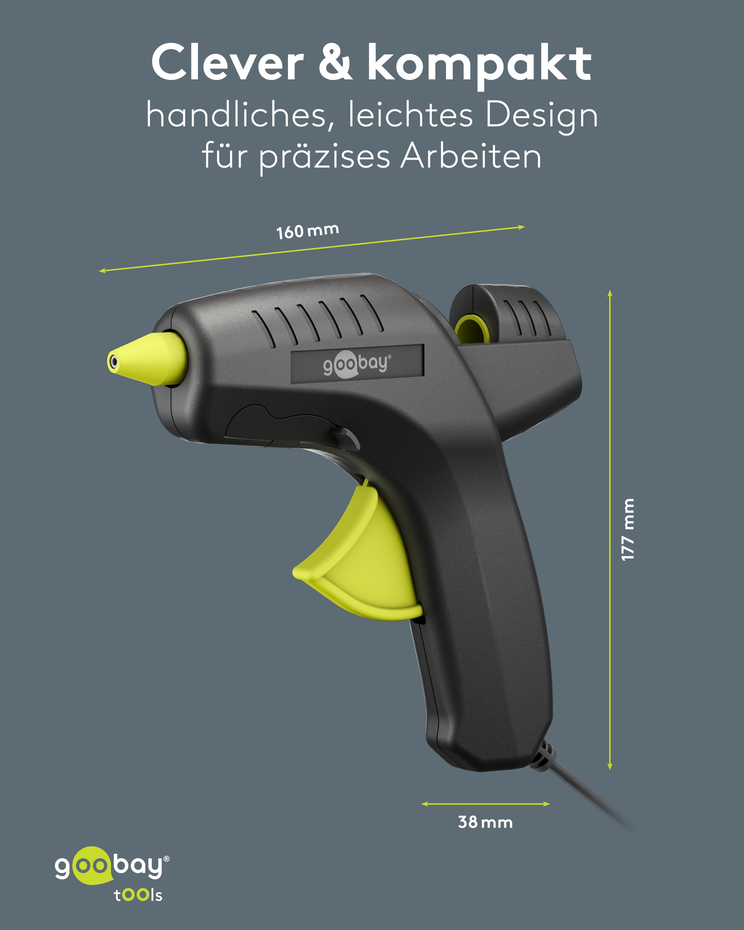GOOBAY TOOLS Heißklebepistole Premium, 77824, 80 W, inkl. 2 Klebesticks