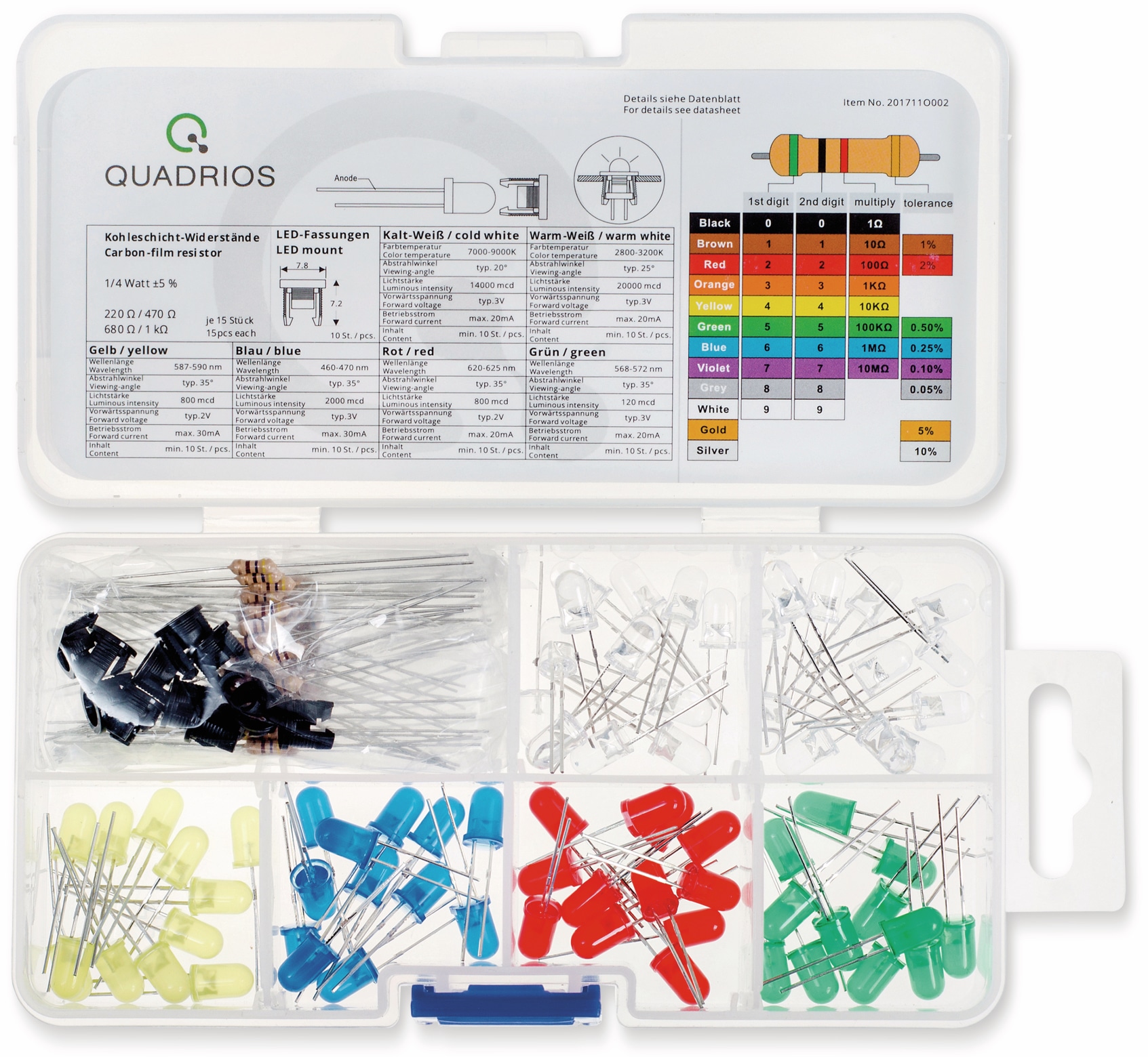 QUADRIOS, 201711O002, Standard LED-SET 5 mm, Diffus, Klar, 130 ST