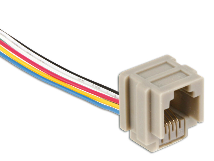 ECON CONNECT Modular-Einbaubuchse, mit Anschlusslitzen, 6P6C ECON CONNECT Modular-Einbaubuchse, mit Anschlusslitzen, 6P6C