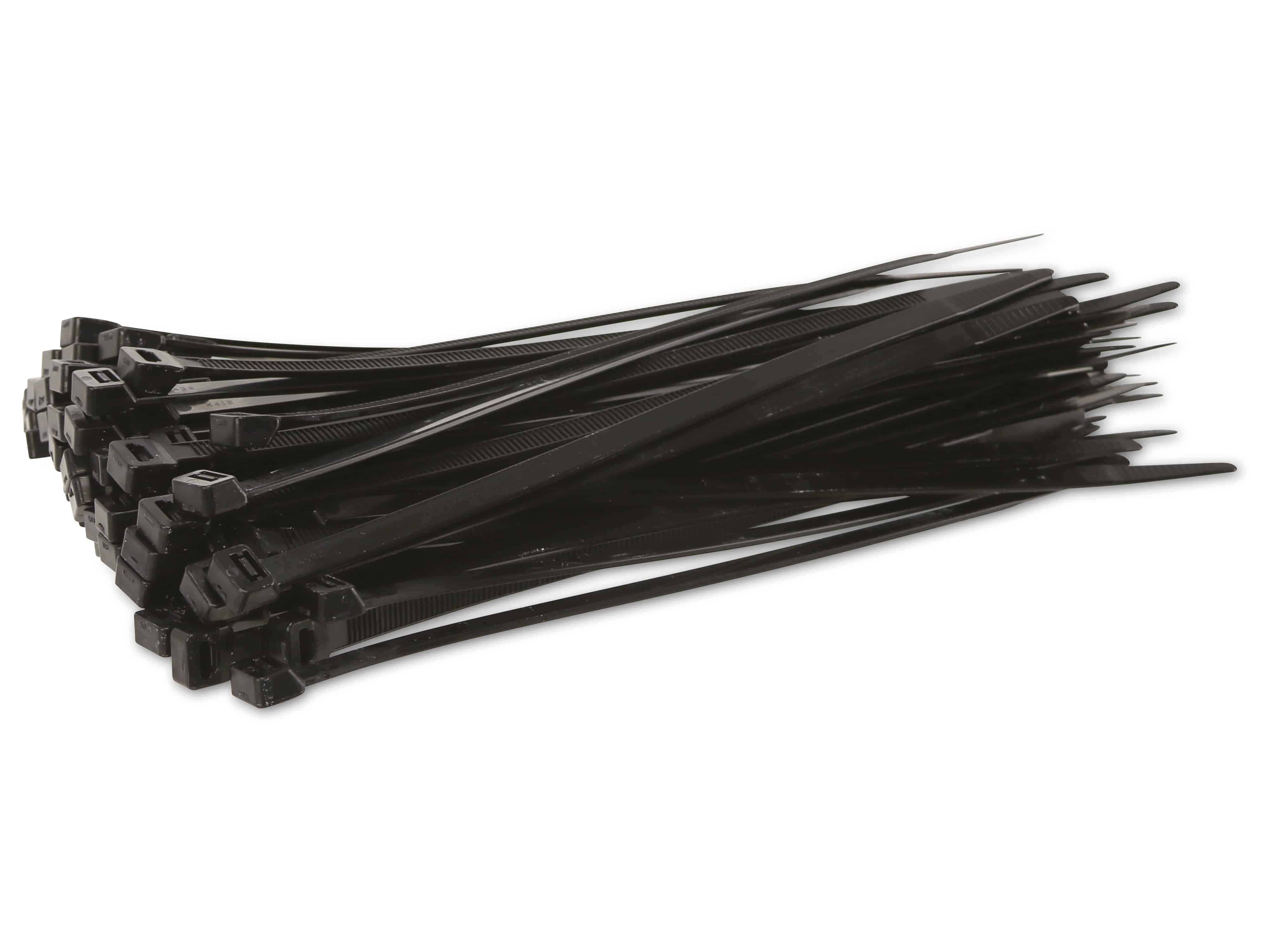 KSS Kabelbinder-Sortiment Polyamid 6.6, schwarz, 240x7,6, UV-beständig, 100 Stück